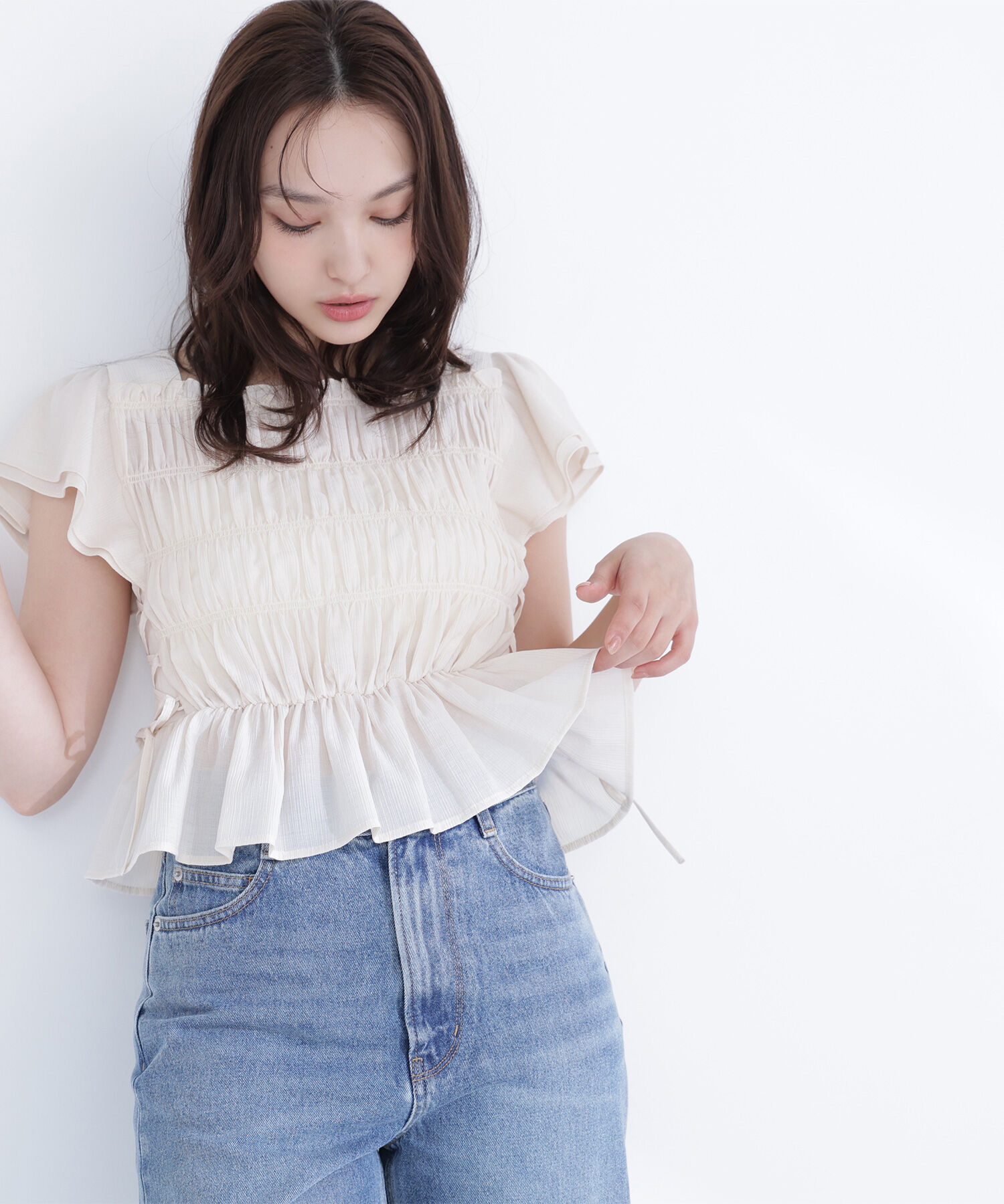  「レースアップフリルブラウス」|シャツ・ブラウス|