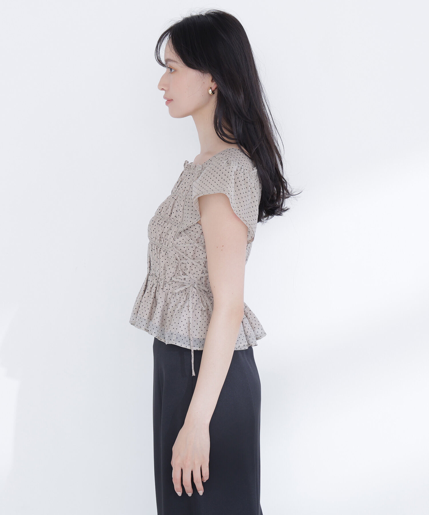  「レースアップフリルブラウス」|シャツ・ブラウス|