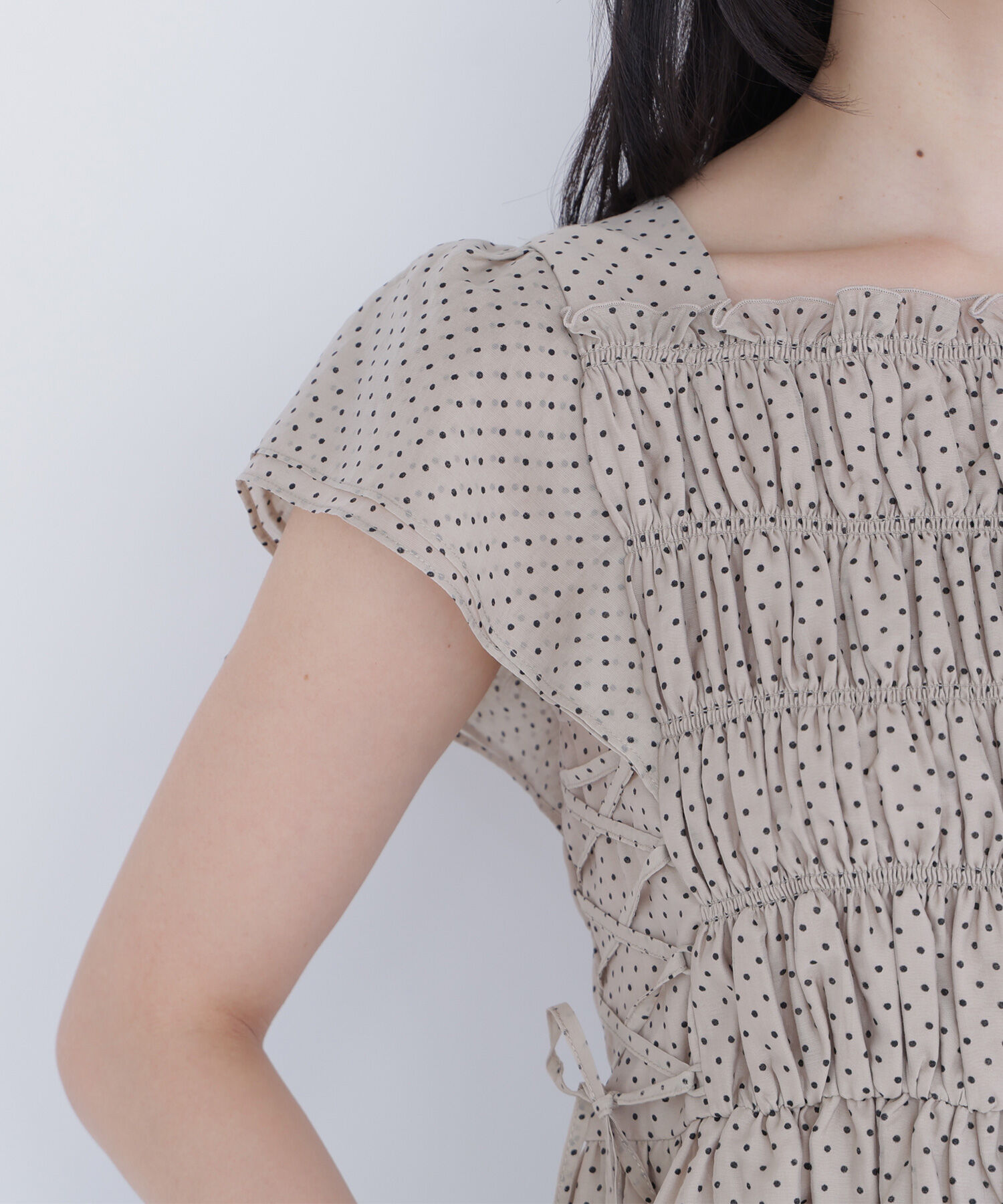  「レースアップフリルブラウス」|シャツ・ブラウス|