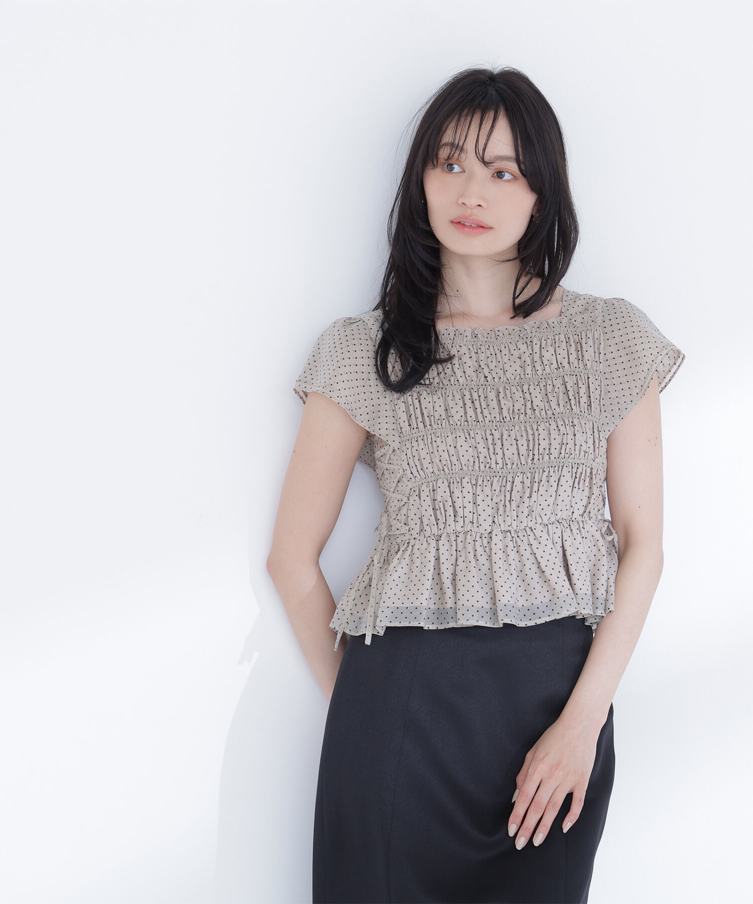  「レースアップフリルブラウス」|シャツ・ブラウス|