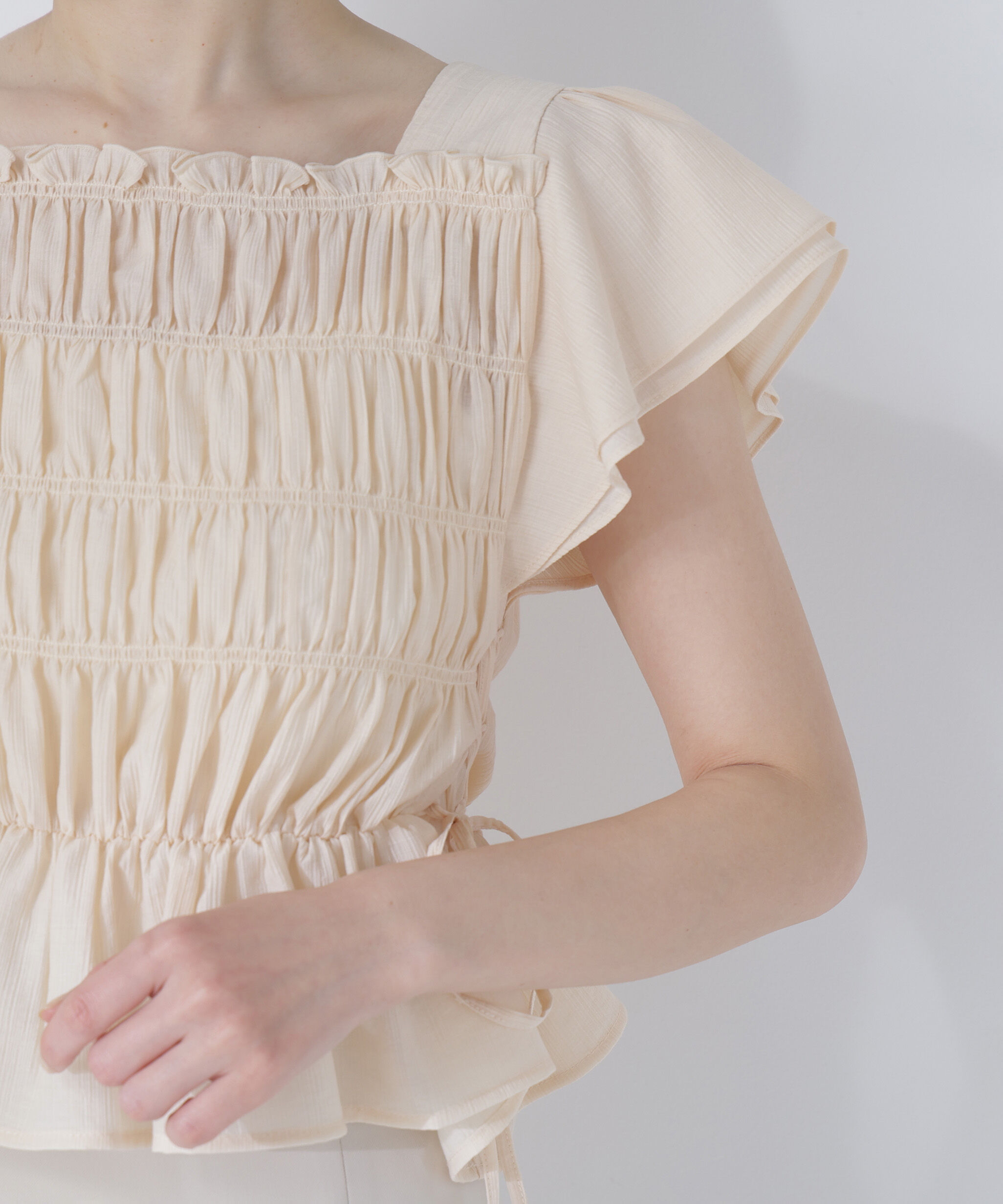  「レースアップフリルブラウス」|シャツ・ブラウス|