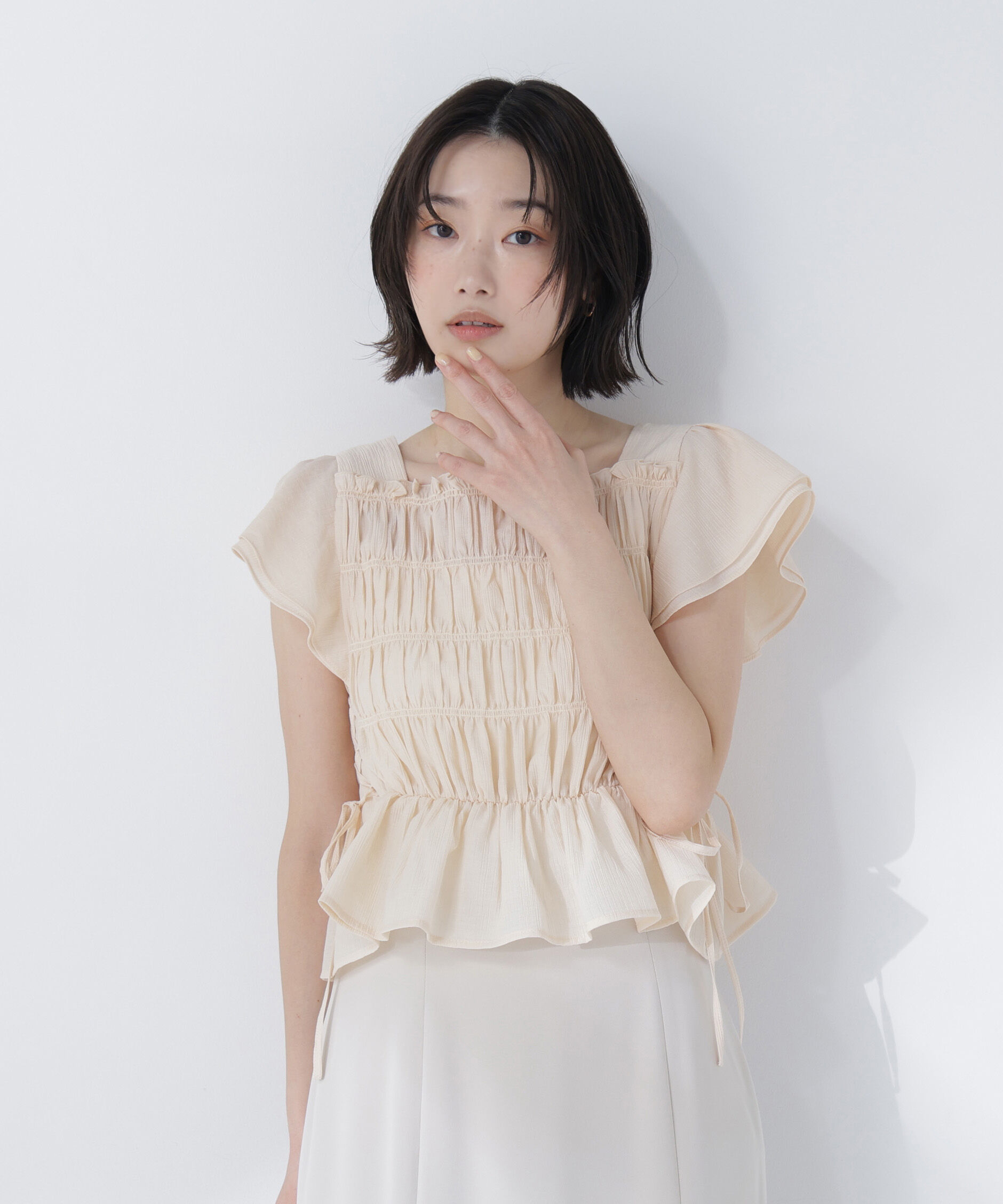  「レースアップフリルブラウス」|シャツ・ブラウス|