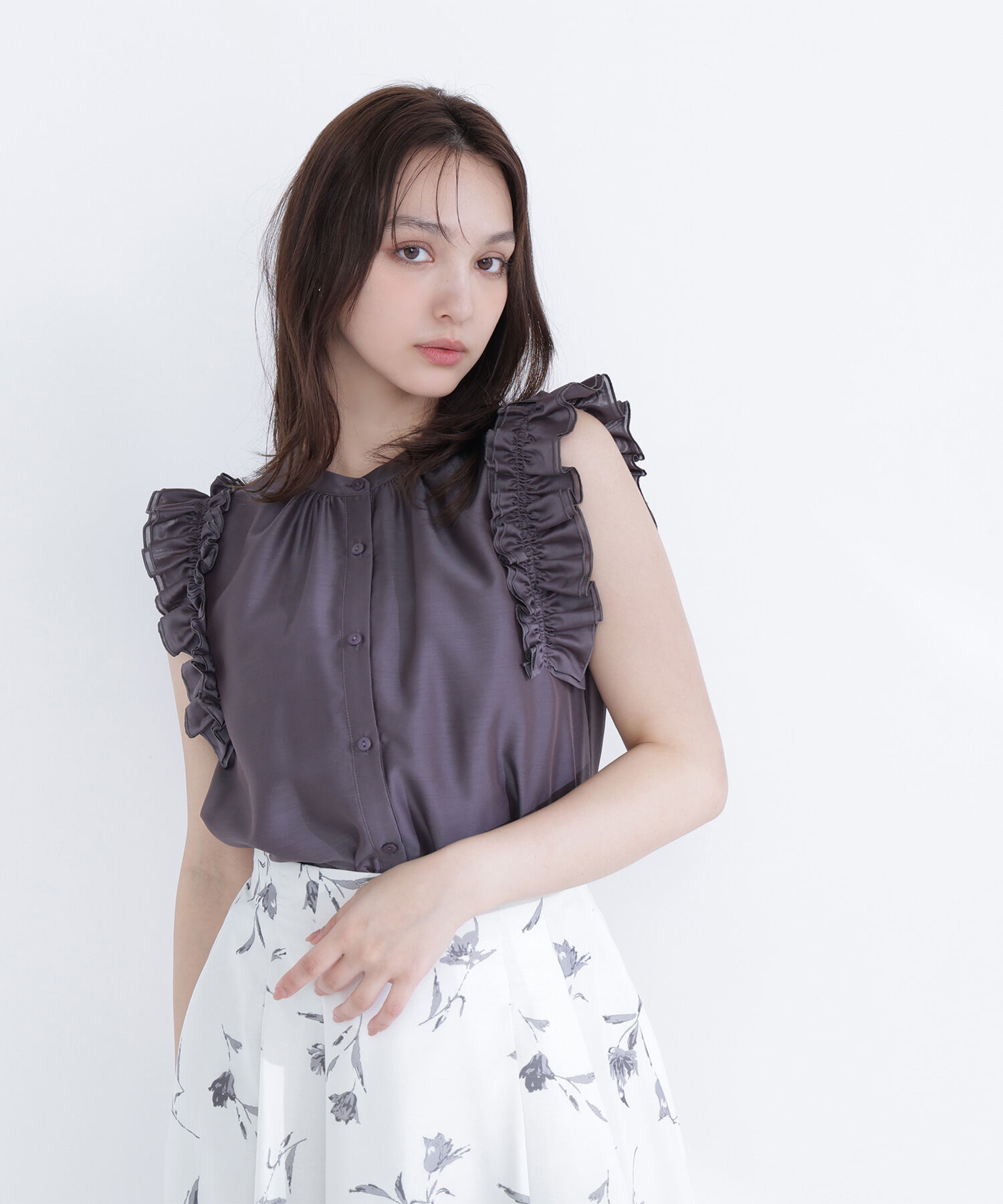  「フリルショルダーブラウス」|シャツ・ブラウス|