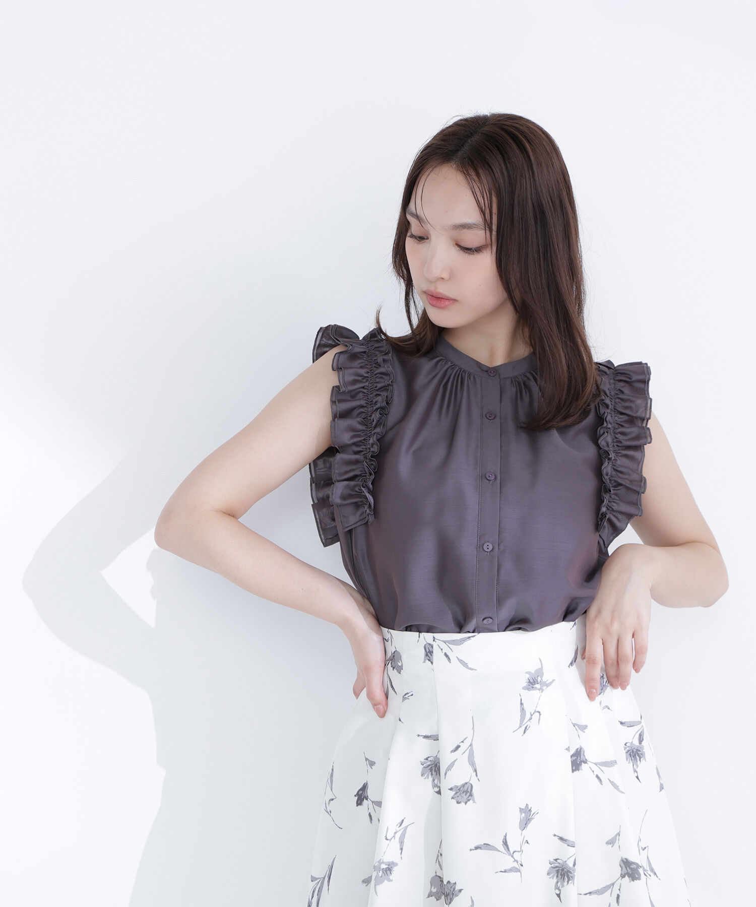  「フリルショルダーブラウス」|シャツ・ブラウス|