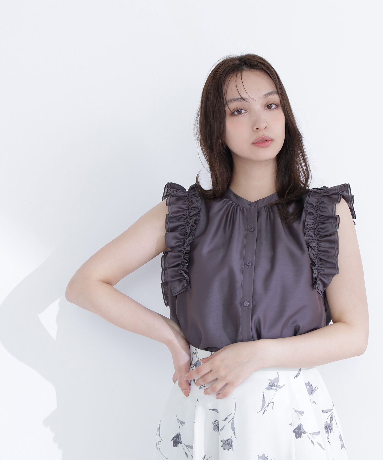  「フリルショルダーブラウス」|シャツ・ブラウス|
