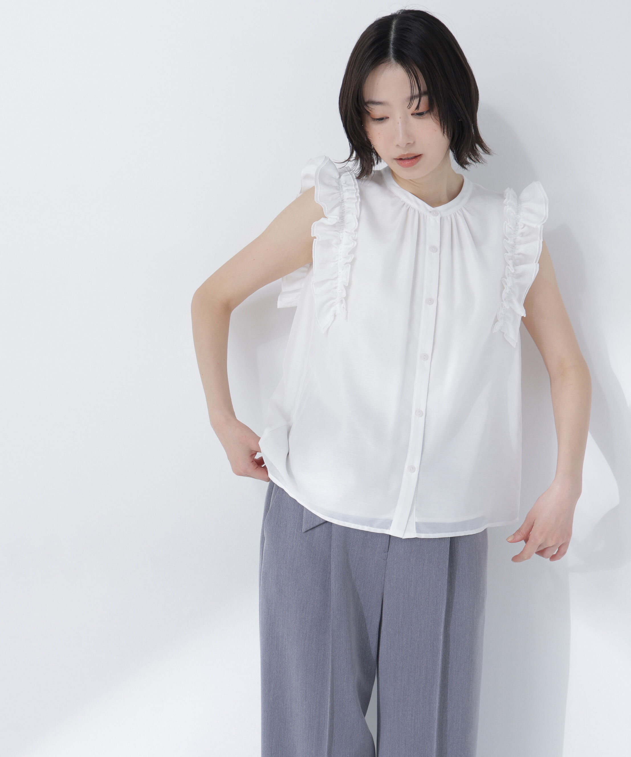  「フリルショルダーブラウス」|シャツ・ブラウス|