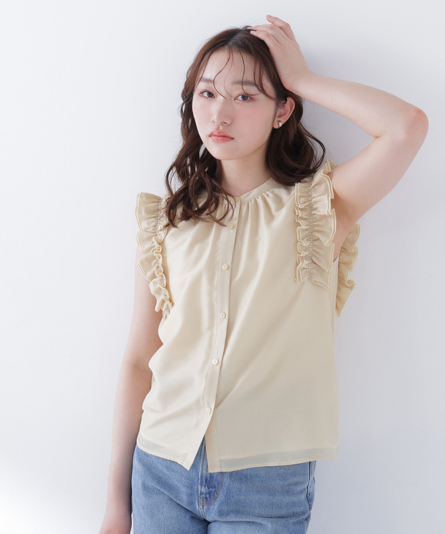  「フリルショルダーブラウス」|シャツ・ブラウス|