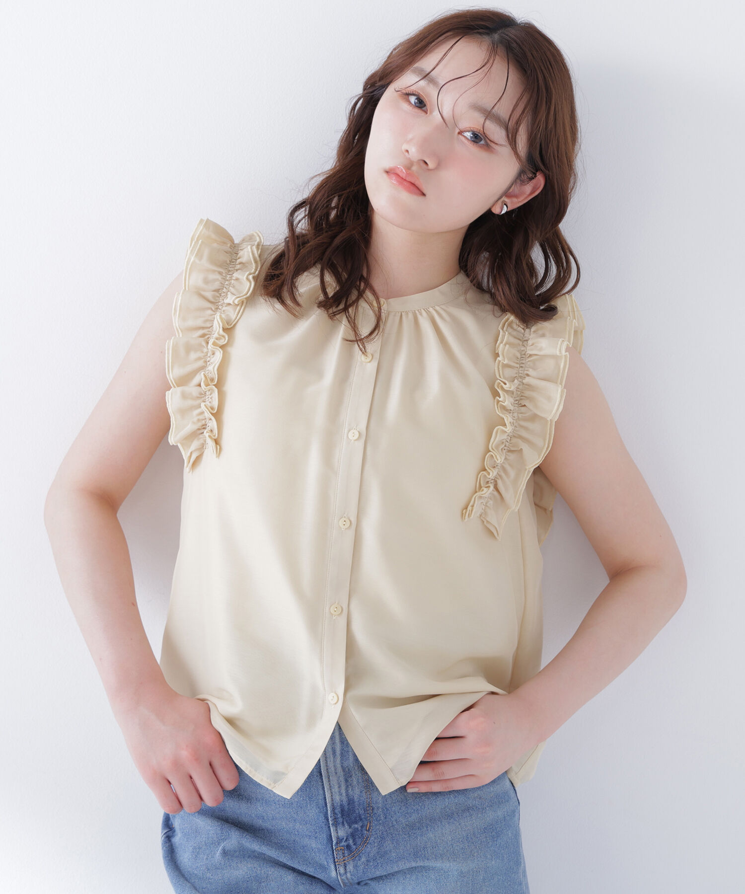  「フリルショルダーブラウス」|シャツ・ブラウス|