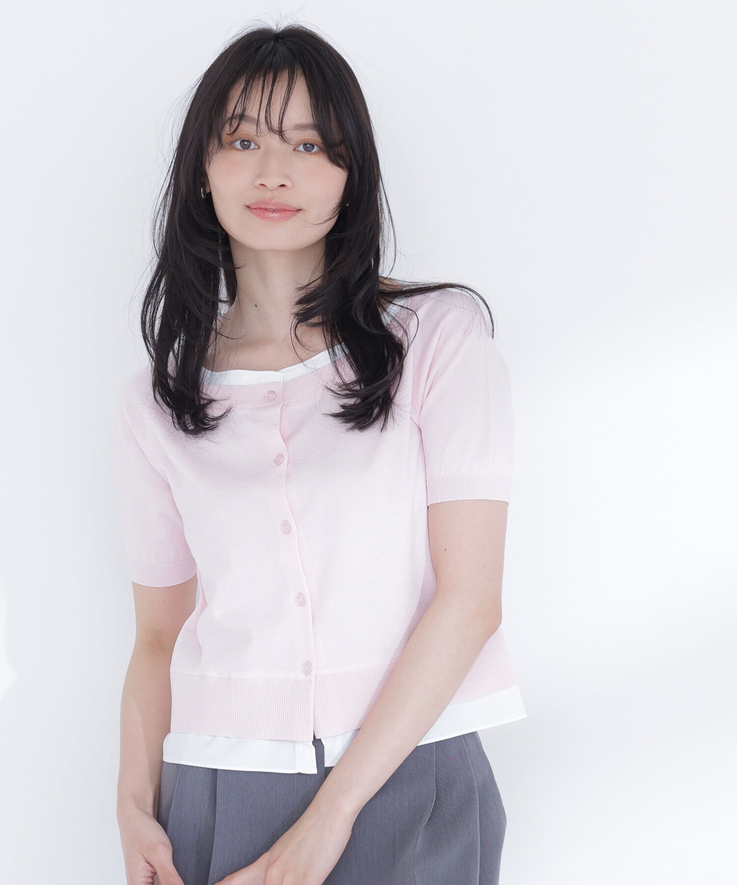  「シャツドッキングボートネックニット」|ニット・セーター|