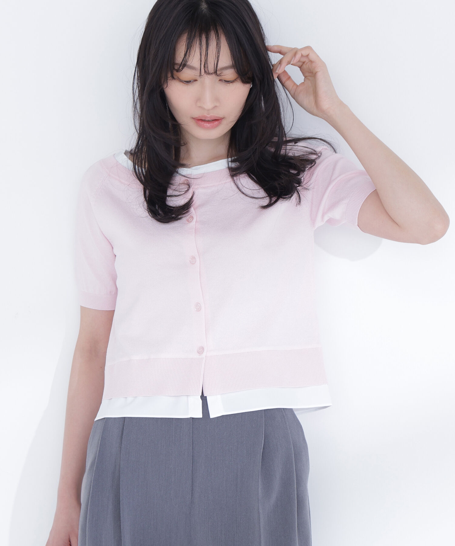  「シャツドッキングボートネックニット」|ニット・セーター|