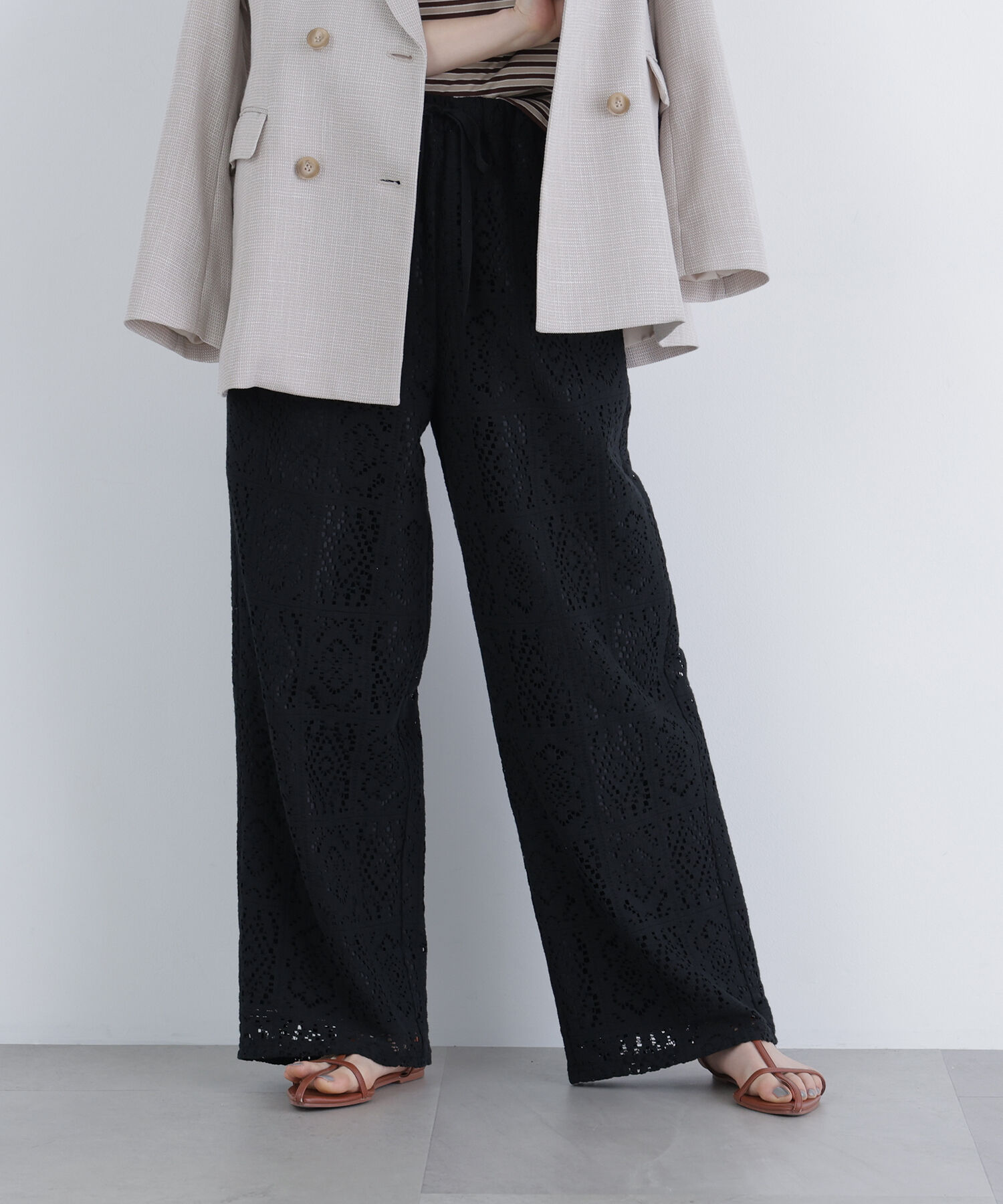  「〈N.〉レースイージーパンツ」|その他|ブラック