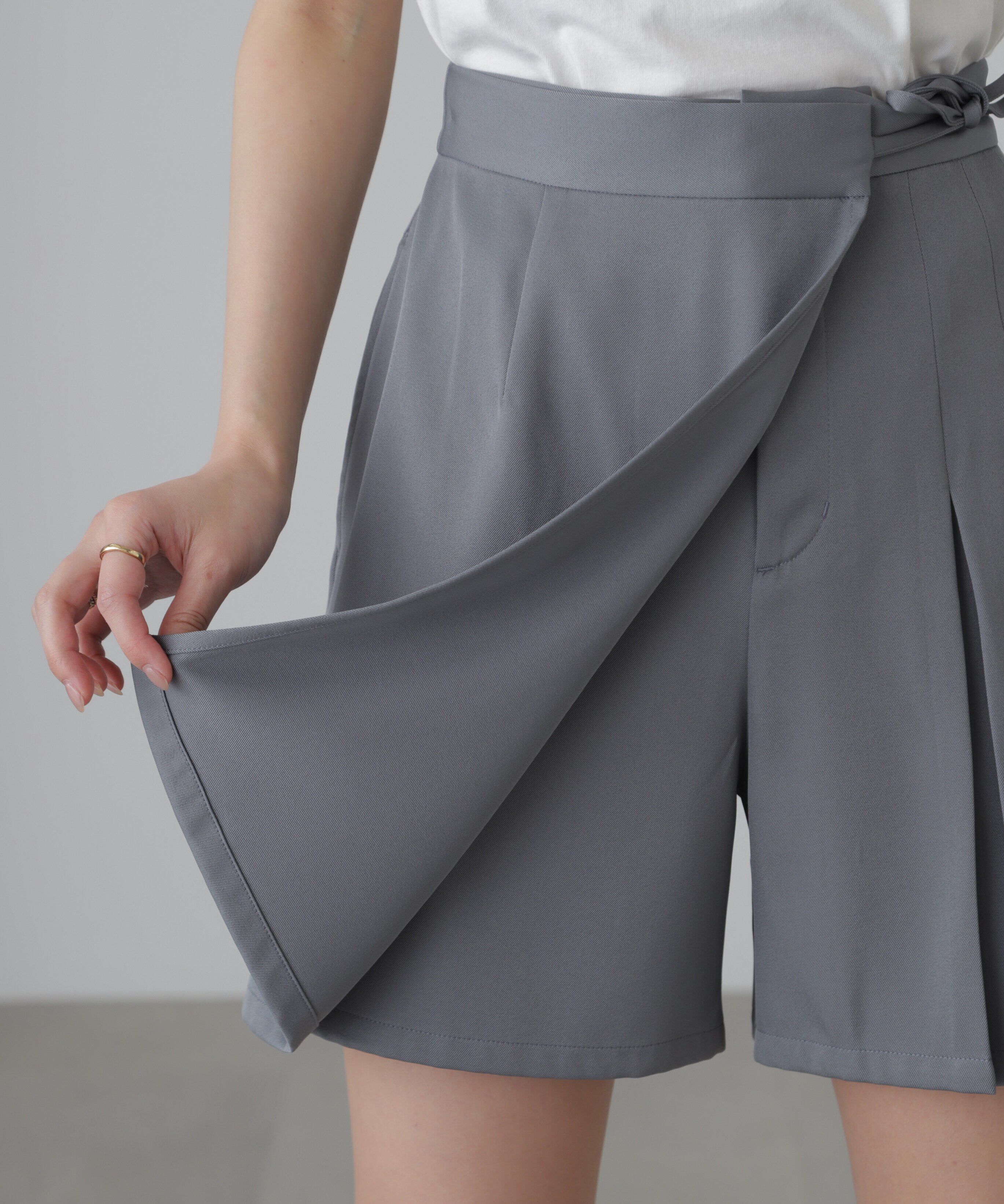  「サイドリボンラップスカートパンツ」|スカート|