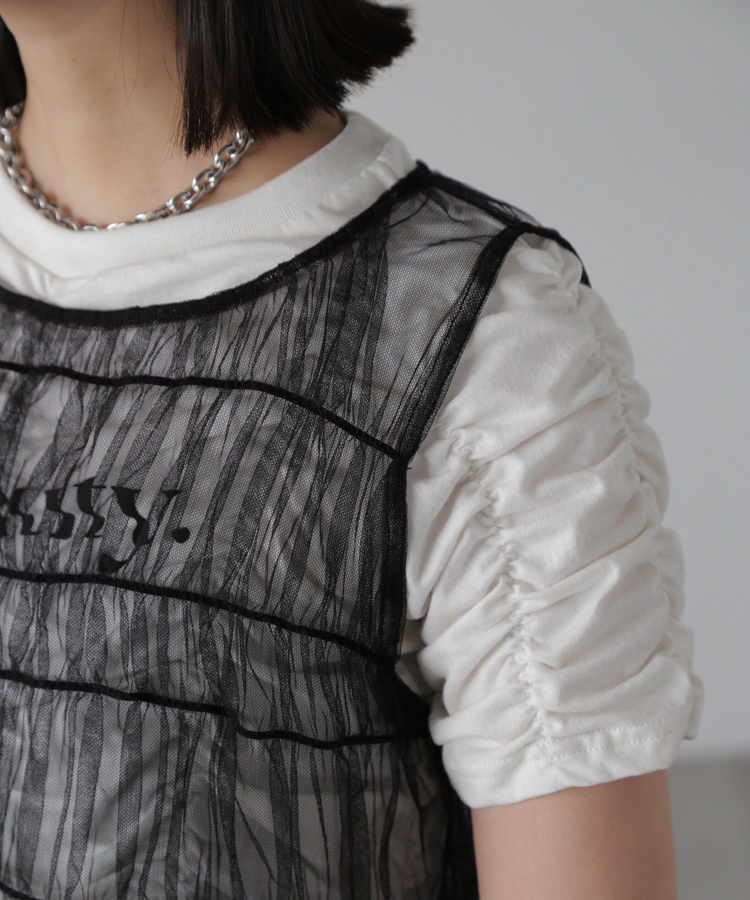  「チュールシャーリングブラウス」|シャツ・ブラウス|