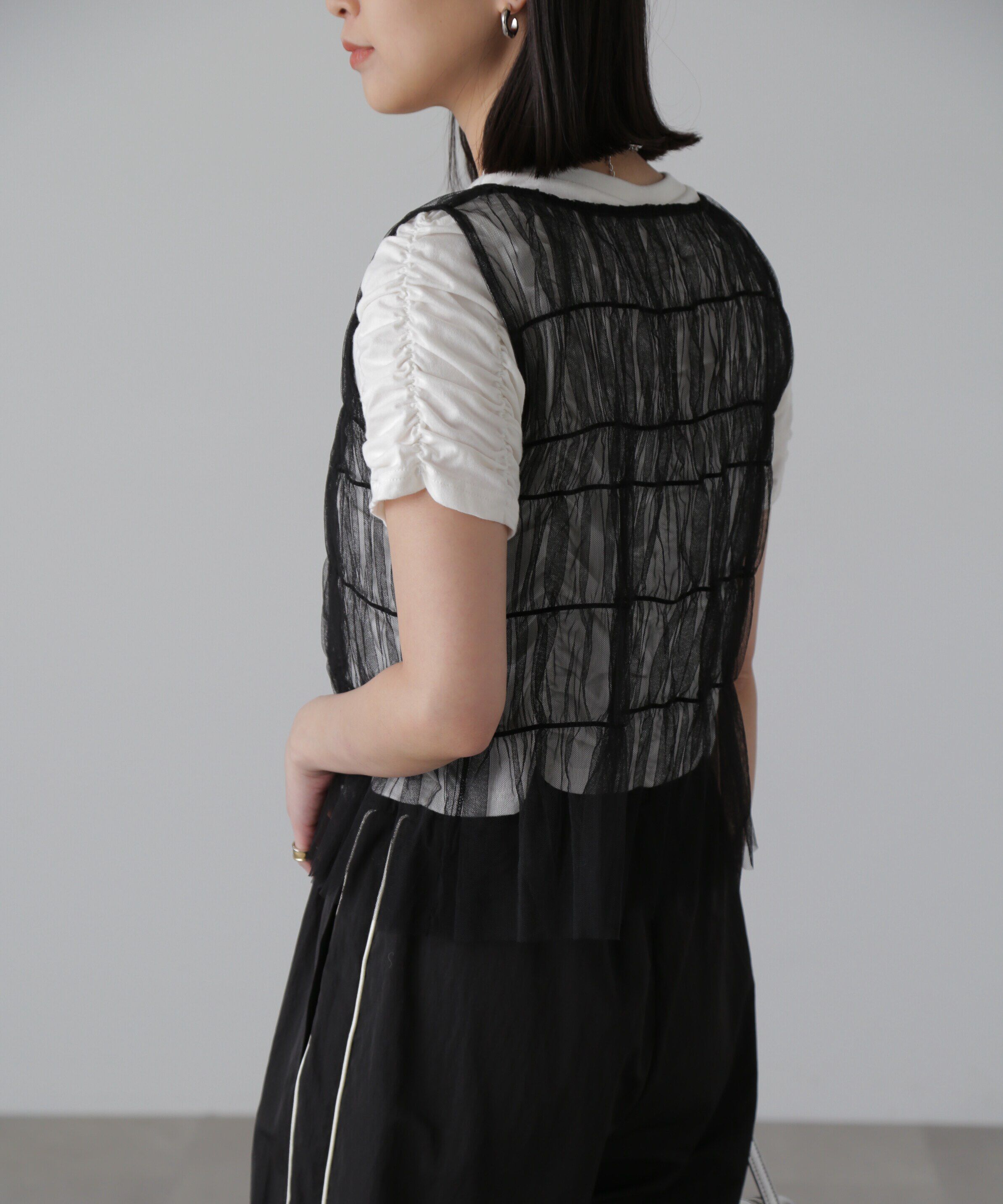  「チュールシャーリングブラウス」|シャツ・ブラウス|