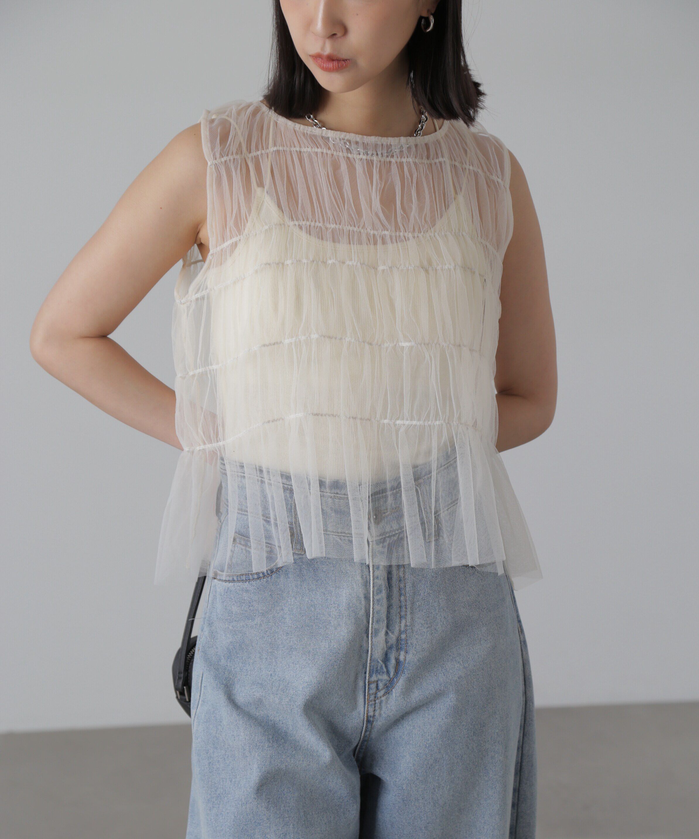  「チュールシャーリングブラウス」|シャツ・ブラウス|