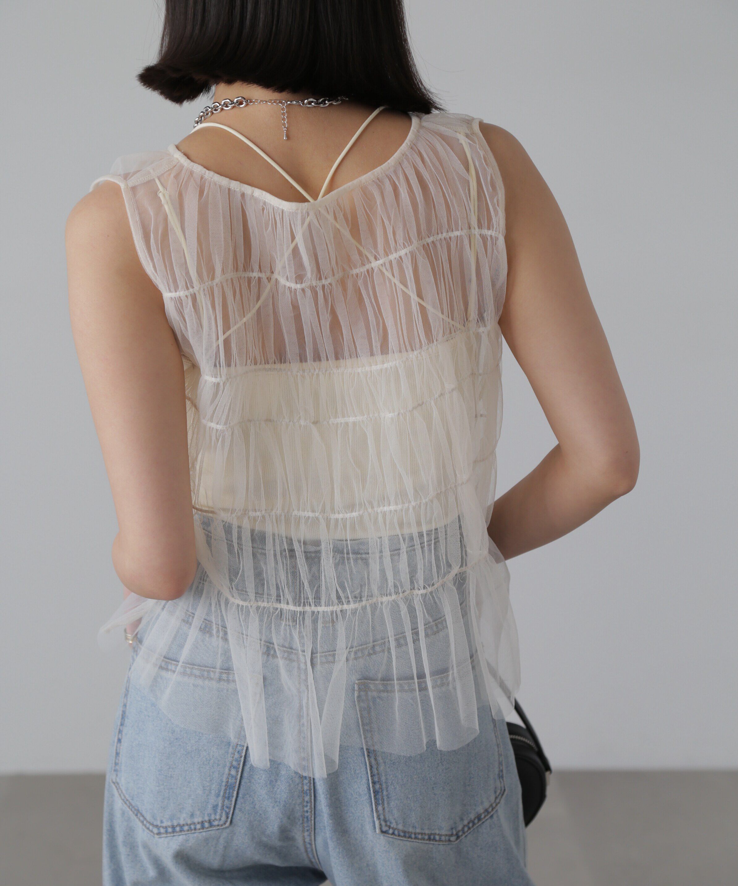  「チュールシャーリングブラウス」|シャツ・ブラウス|