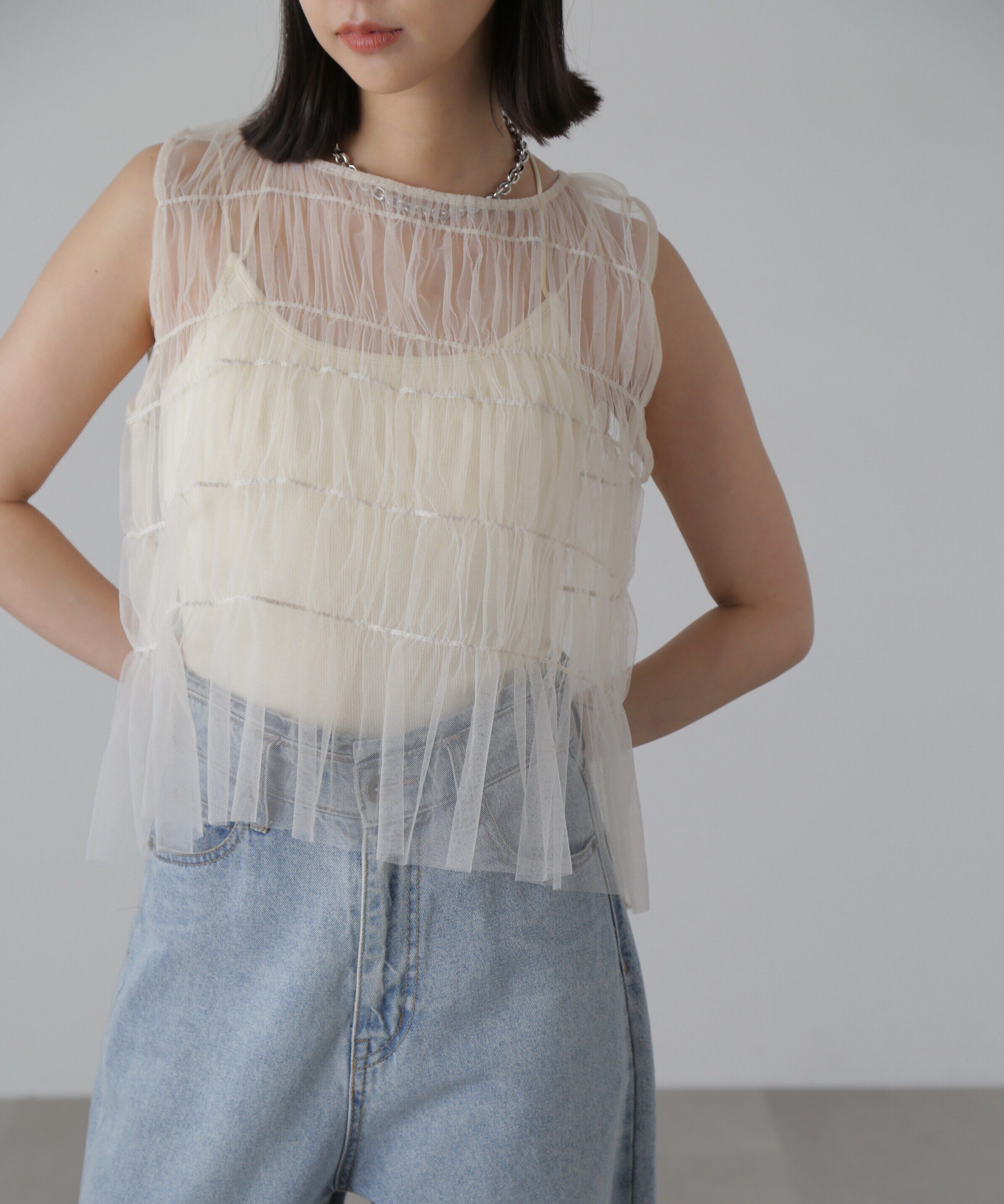  「チュールシャーリングブラウス」|シャツ・ブラウス|