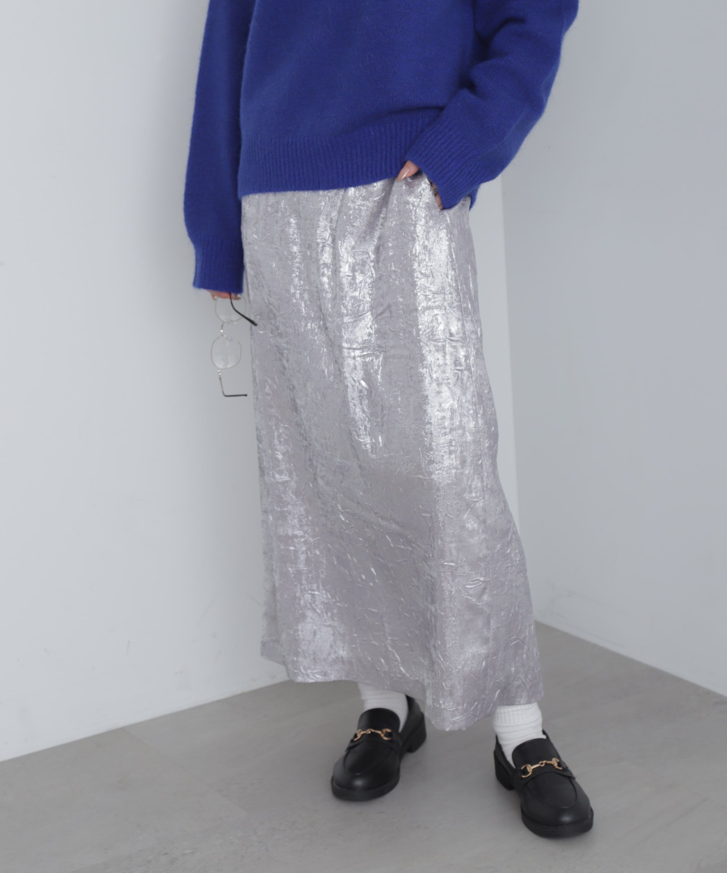  「箔ナロースカート」|スカート|シルバー