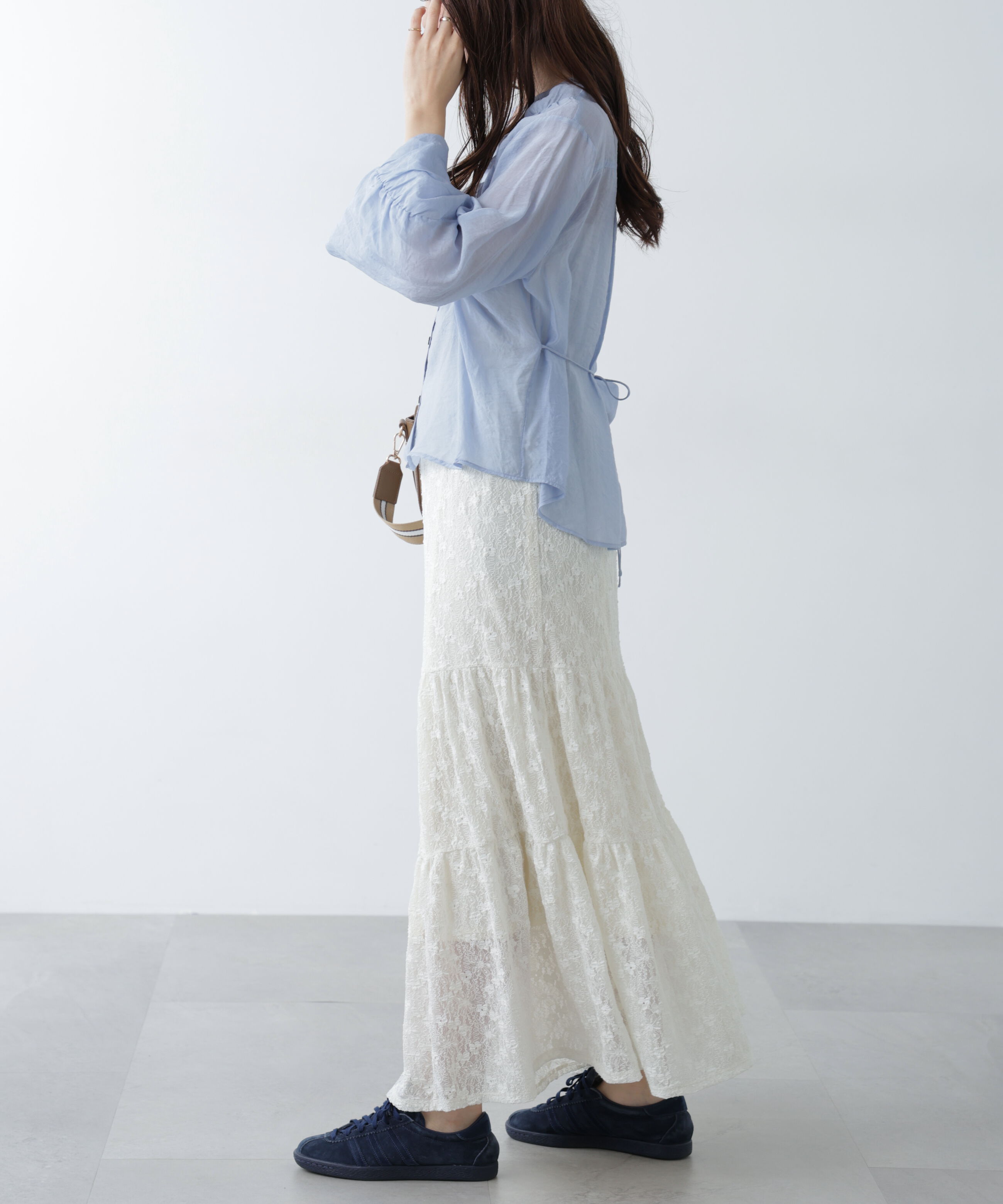  「Ｖネックシャーリングブラウス」|シャツ・ブラウス|