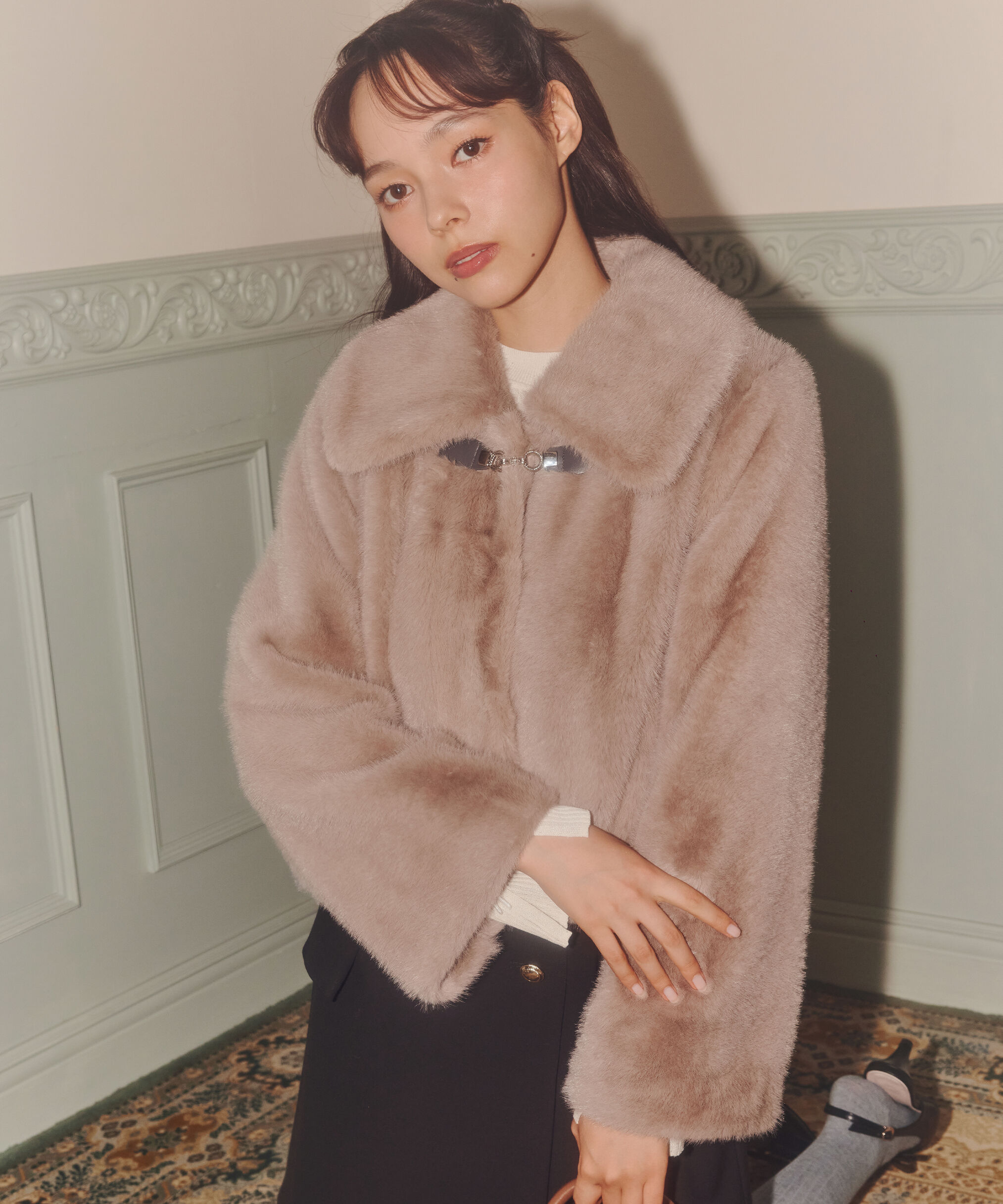  「フェイクファーショートジャケット」|その他|モカ