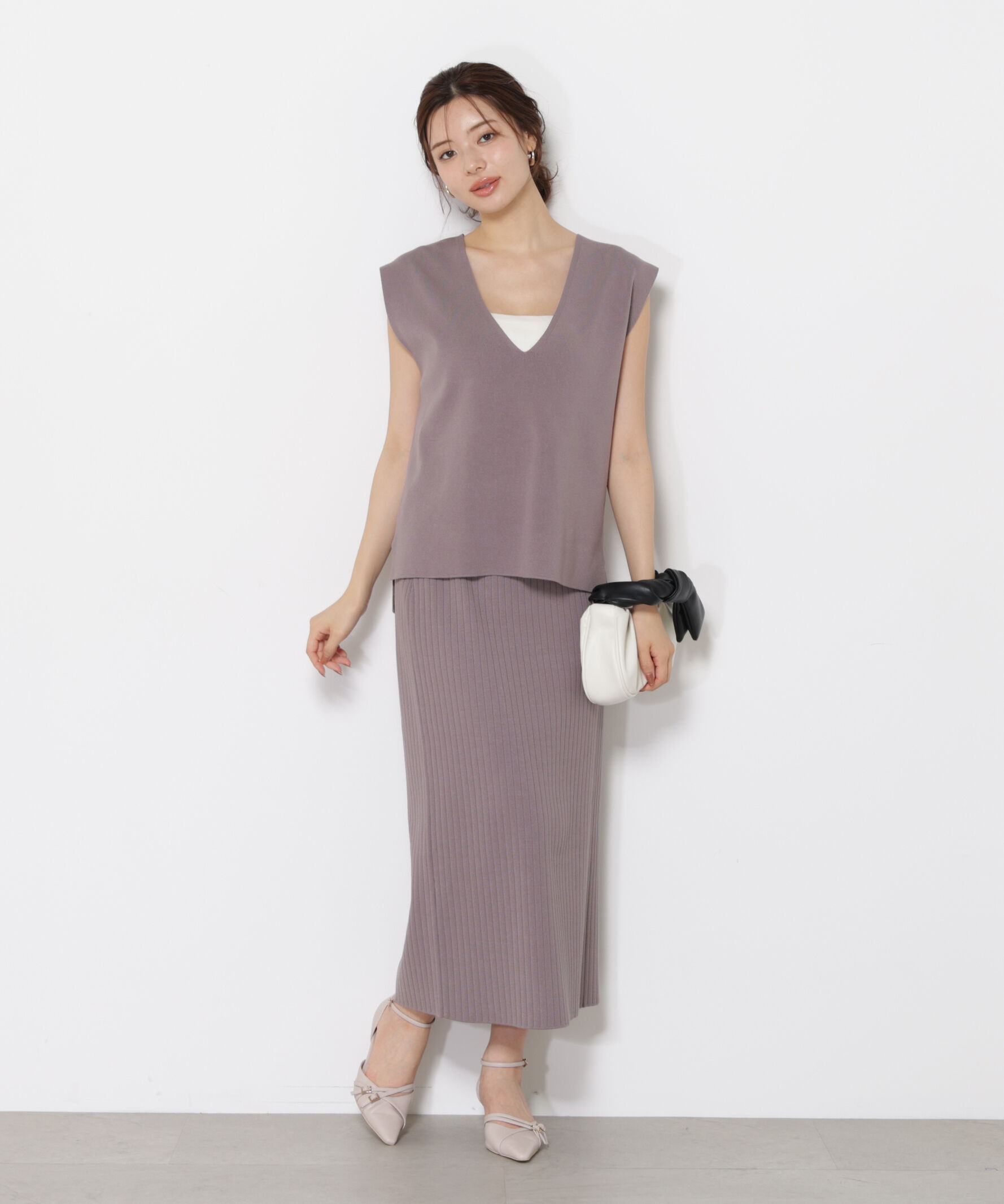 PROPORTION BODY DRESSING「ナローニットSETUP 25AW」|ワンピース|チャコール2