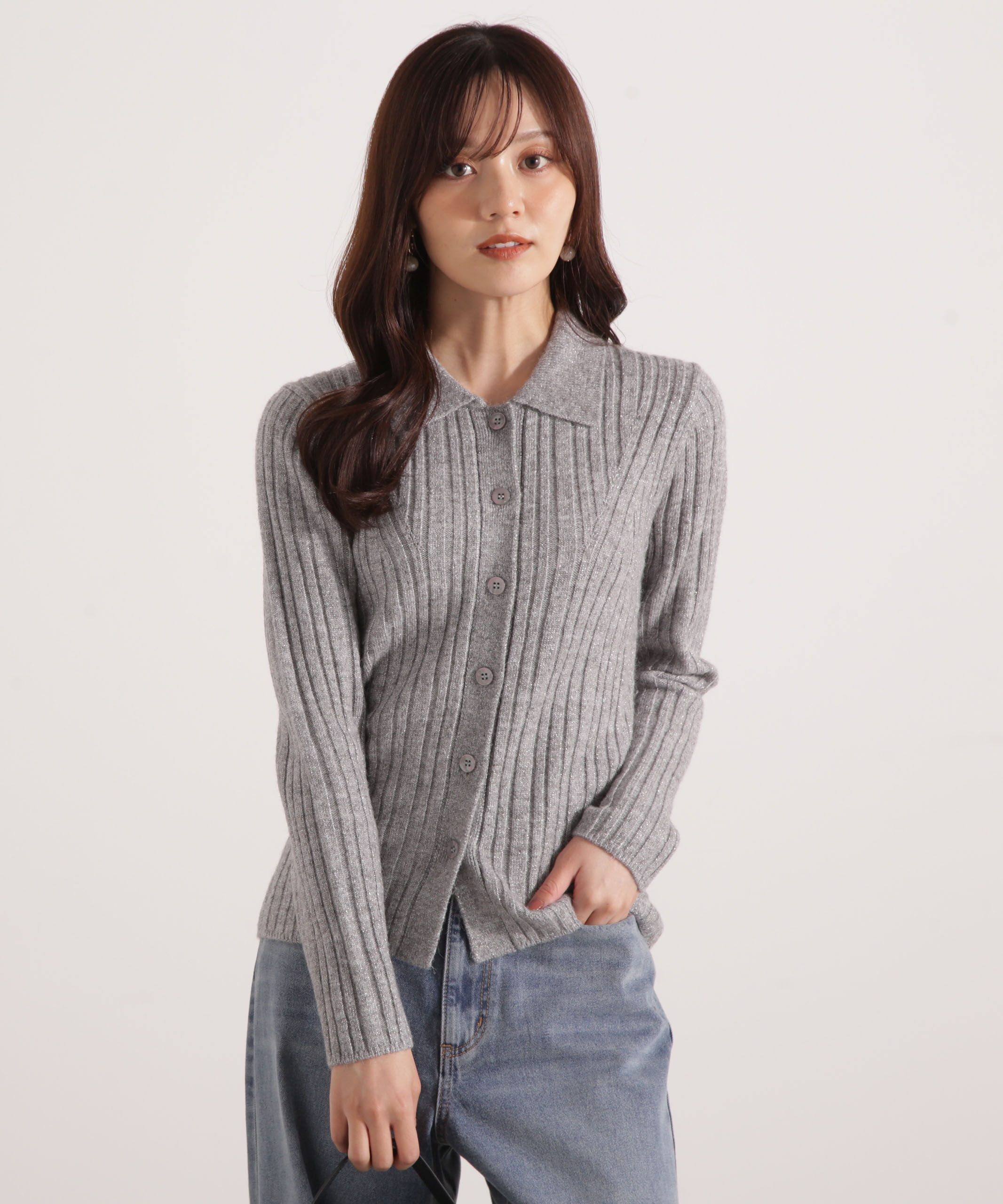 PROPORTION BODY DRESSING「カラーネックラメニット 25AW」|ニット・セーター|