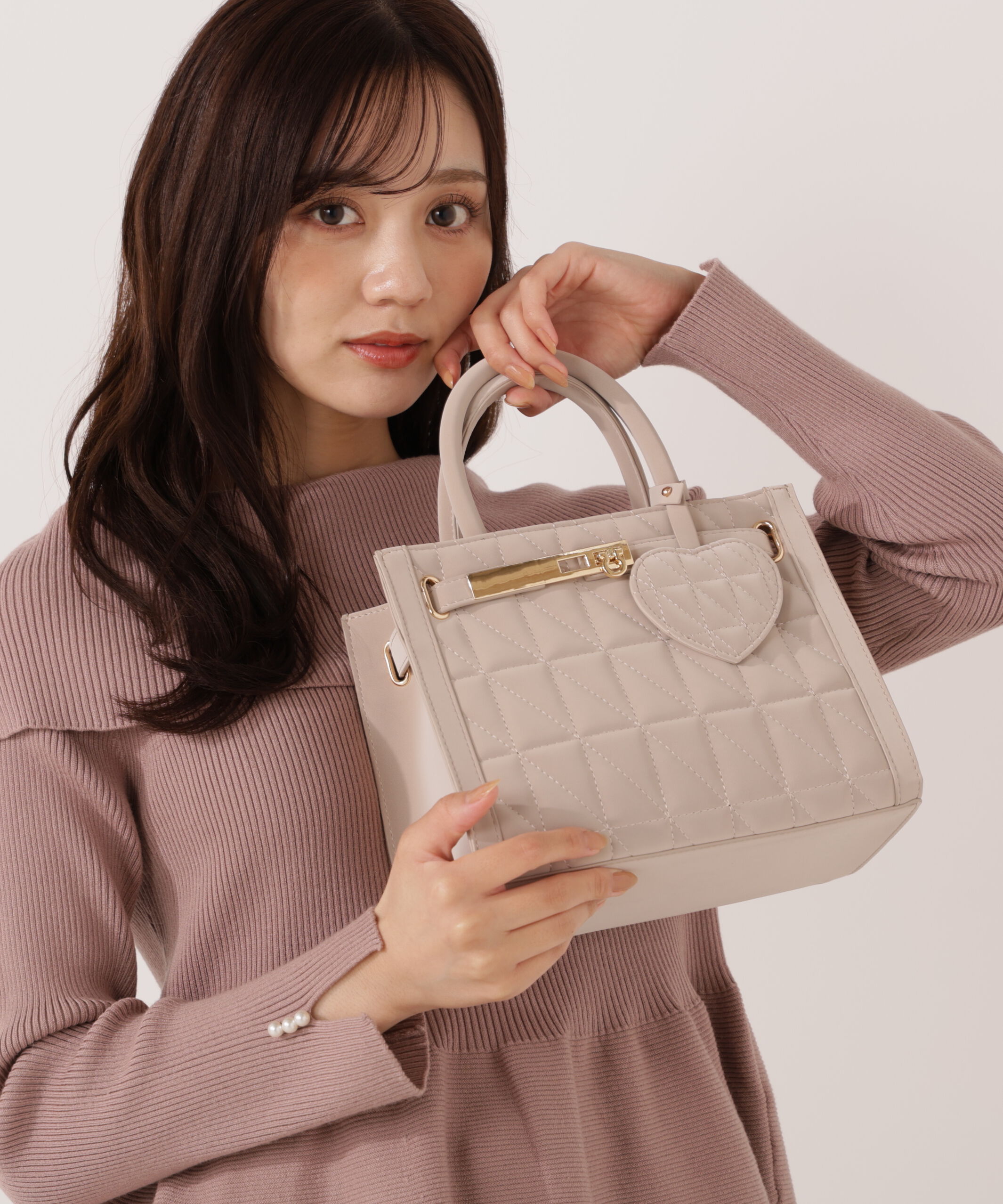 PROPORTION BODY DRESSING「ハートチャーム付きキルティングトートバッグ」|その他|ベージュ