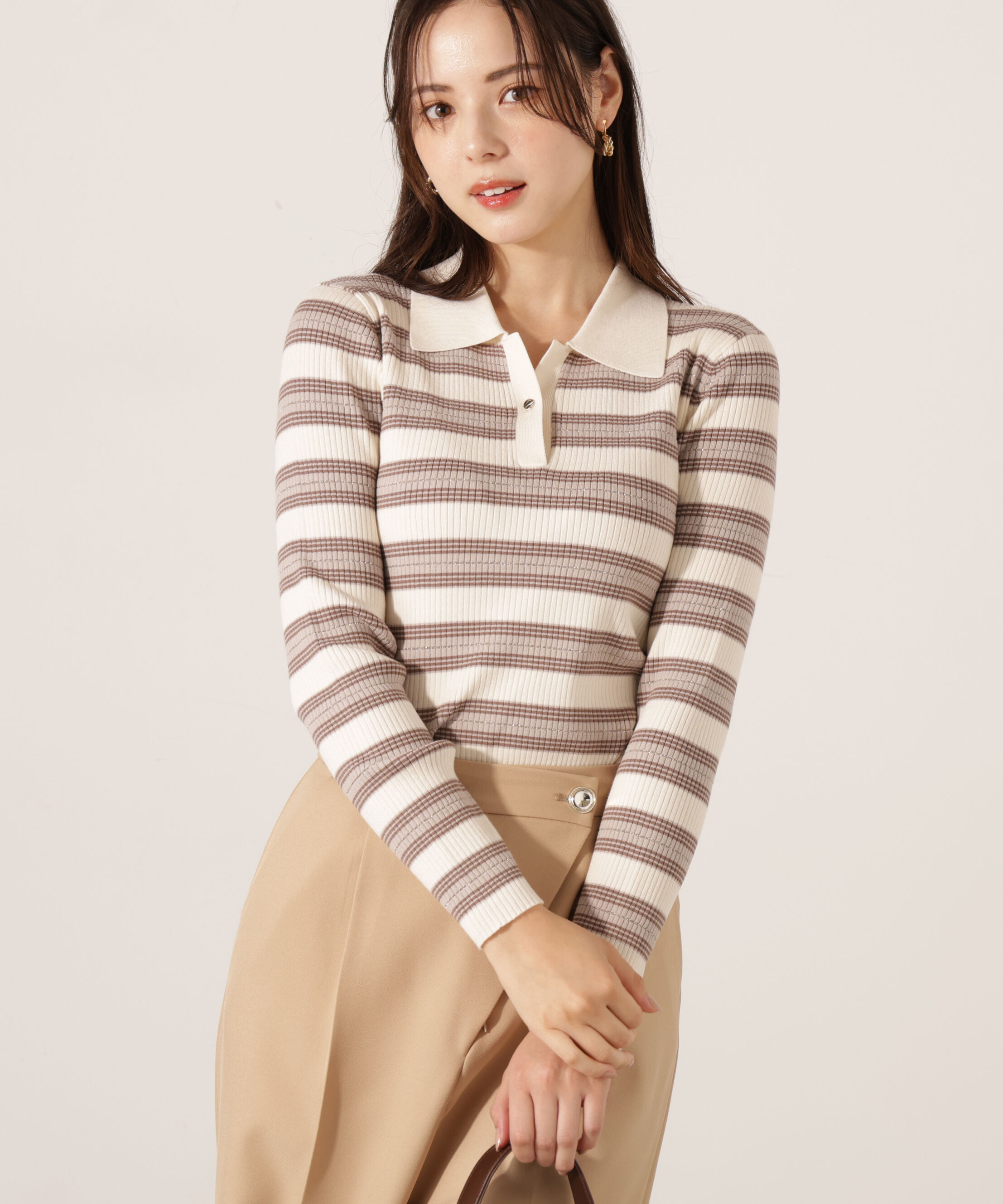 PROPORTION BODY DRESSING「ポロボーダーニット　25AW」|ニット・セーター|