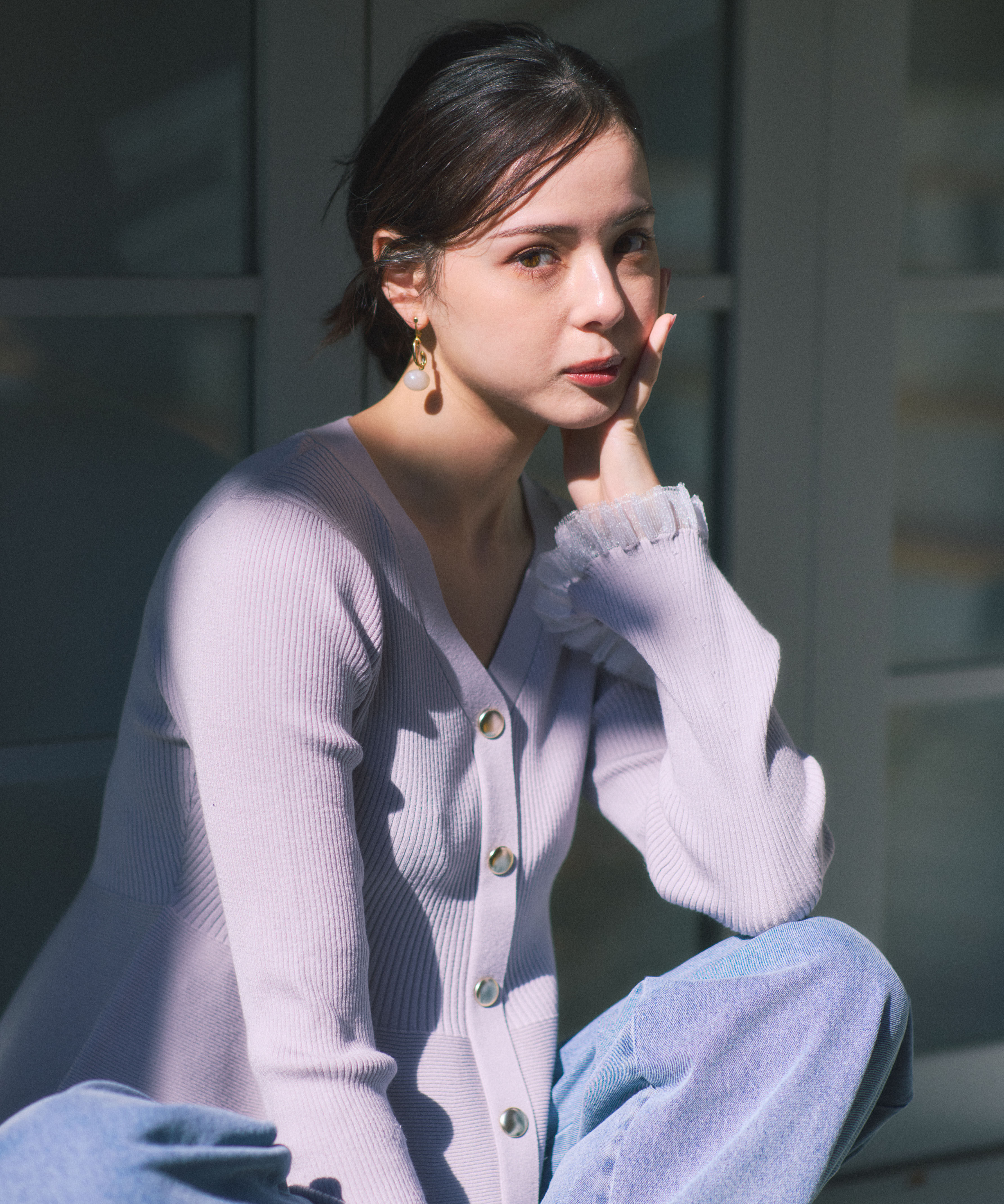 PROPORTION BODY DRESSING「シアー切替ペプラムニット　26SS」|ニット・セーター|