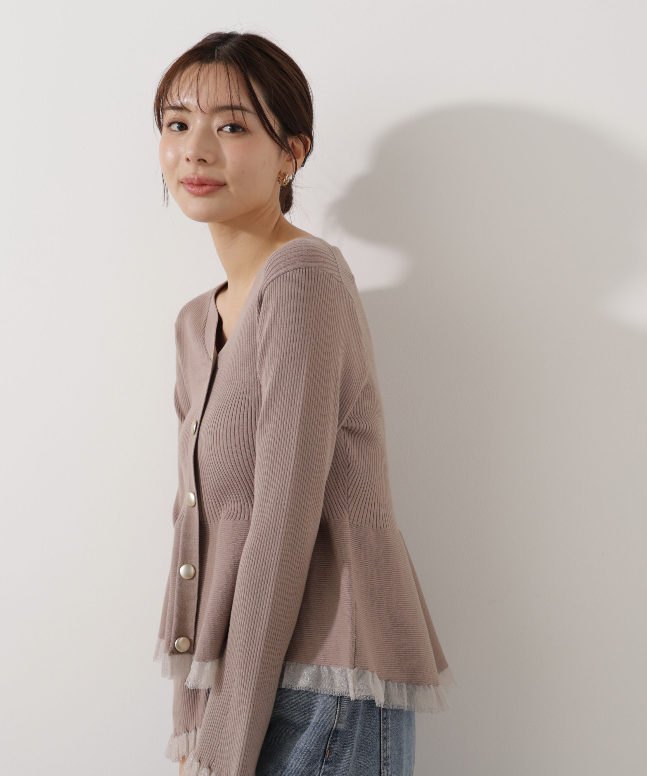 PROPORTION BODY DRESSING「シアー切替ペプラムニット　26SS」|ニット・セーター|