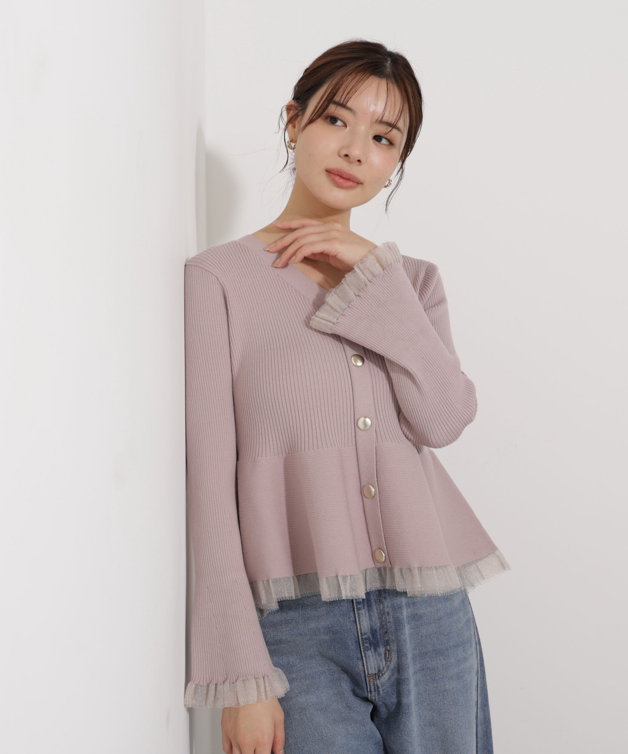 PROPORTION BODY DRESSING「シアー切替ペプラムニット　26SS」|ニット・セーター|