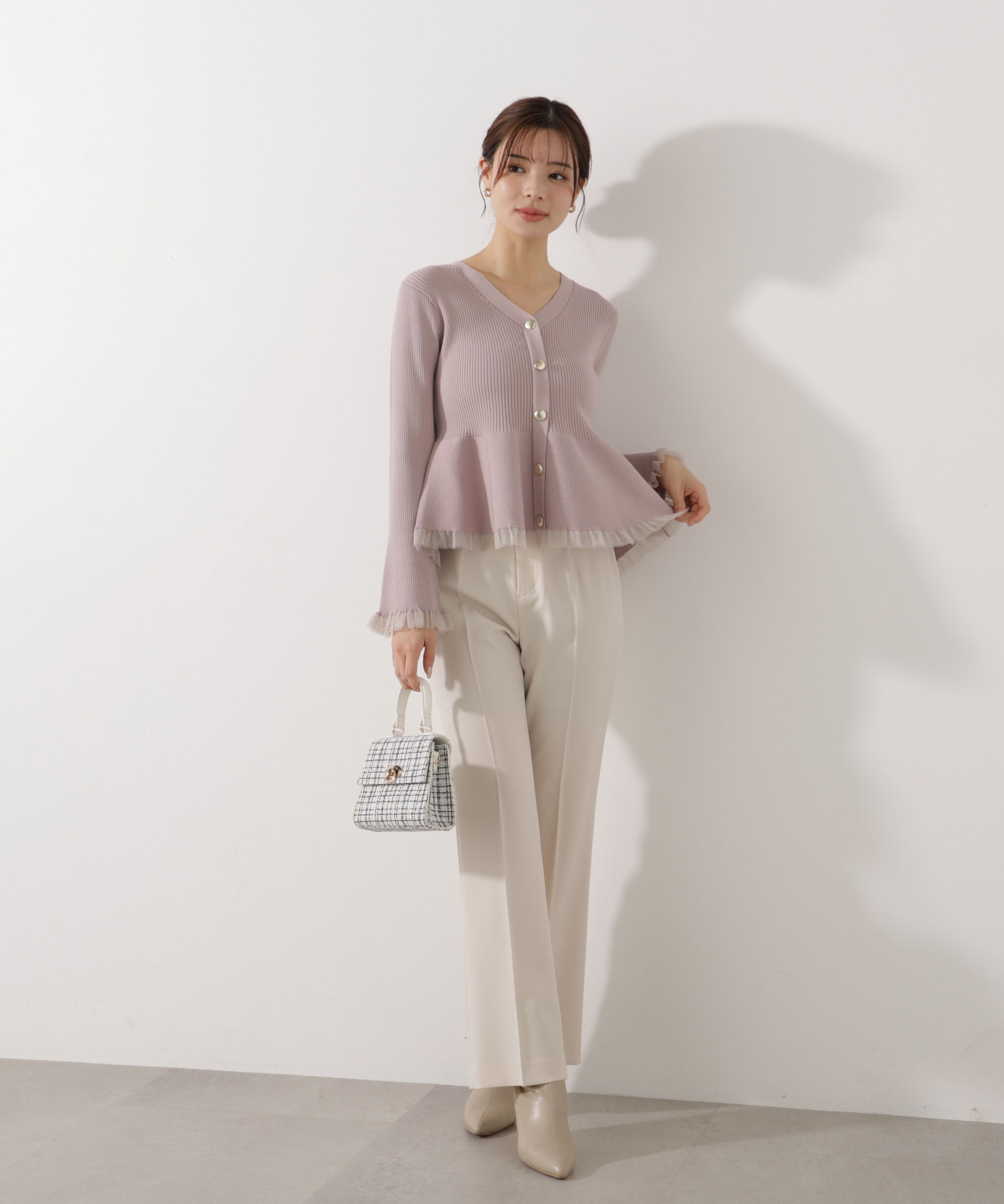 PROPORTION BODY DRESSING「シアー切替ペプラムニット　26SS」|ニット・セーター|