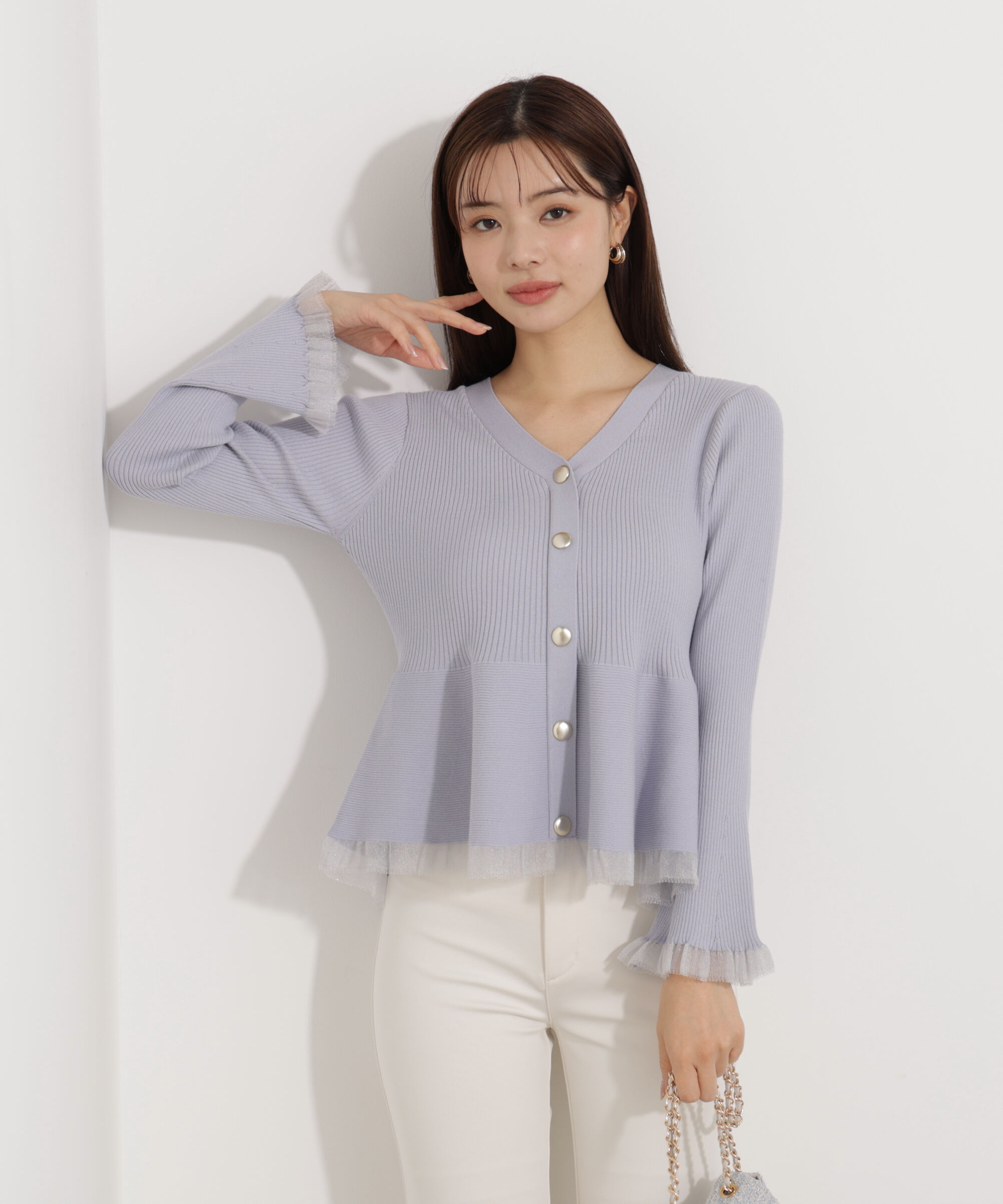 PROPORTION BODY DRESSING「シアー切替ペプラムニット　26SS」|ニット・セーター|