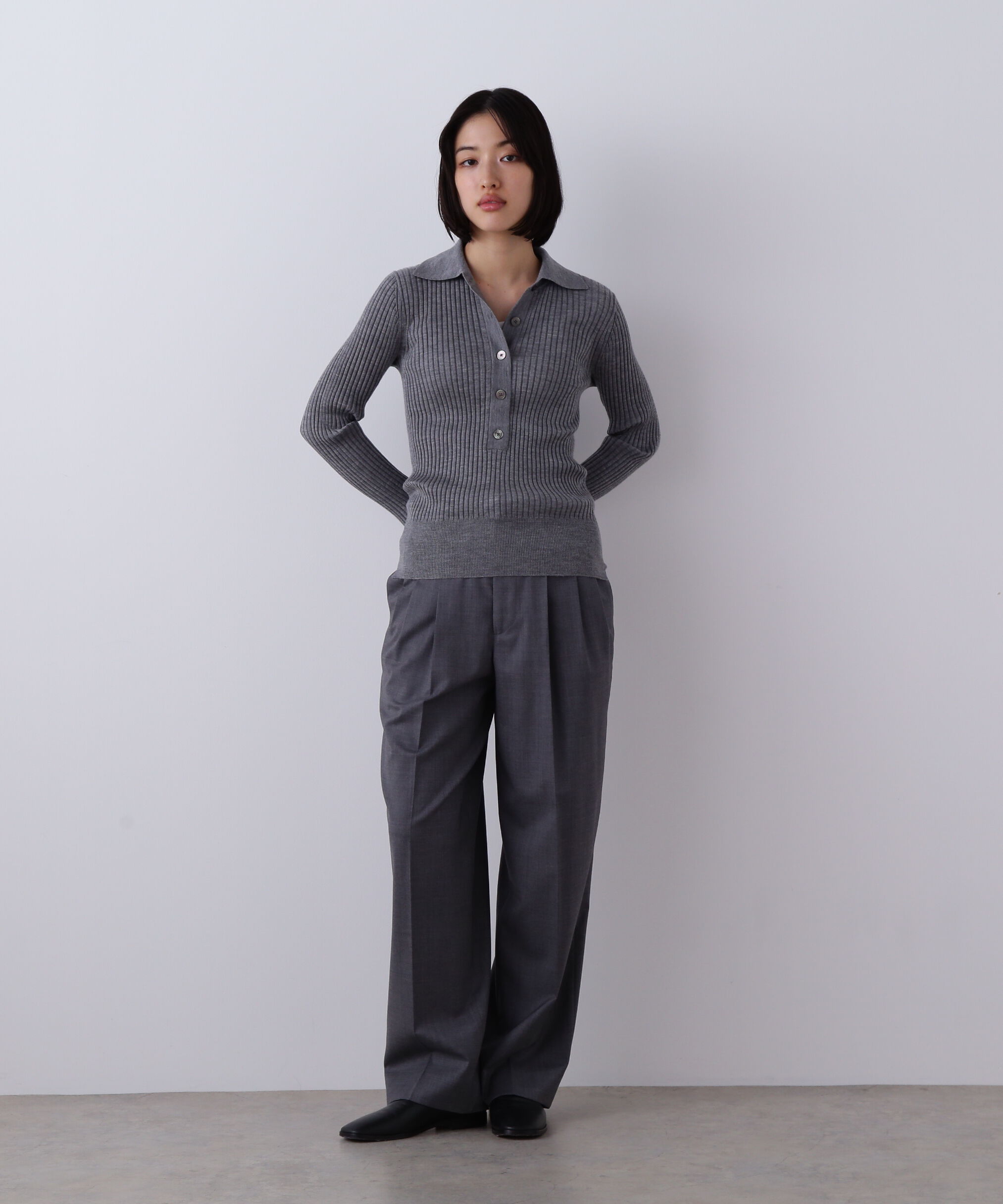 YLEVE 「YLEVE / WOOL SILK CASHMERE RIB KNIT POLO」|ニット・セーター|