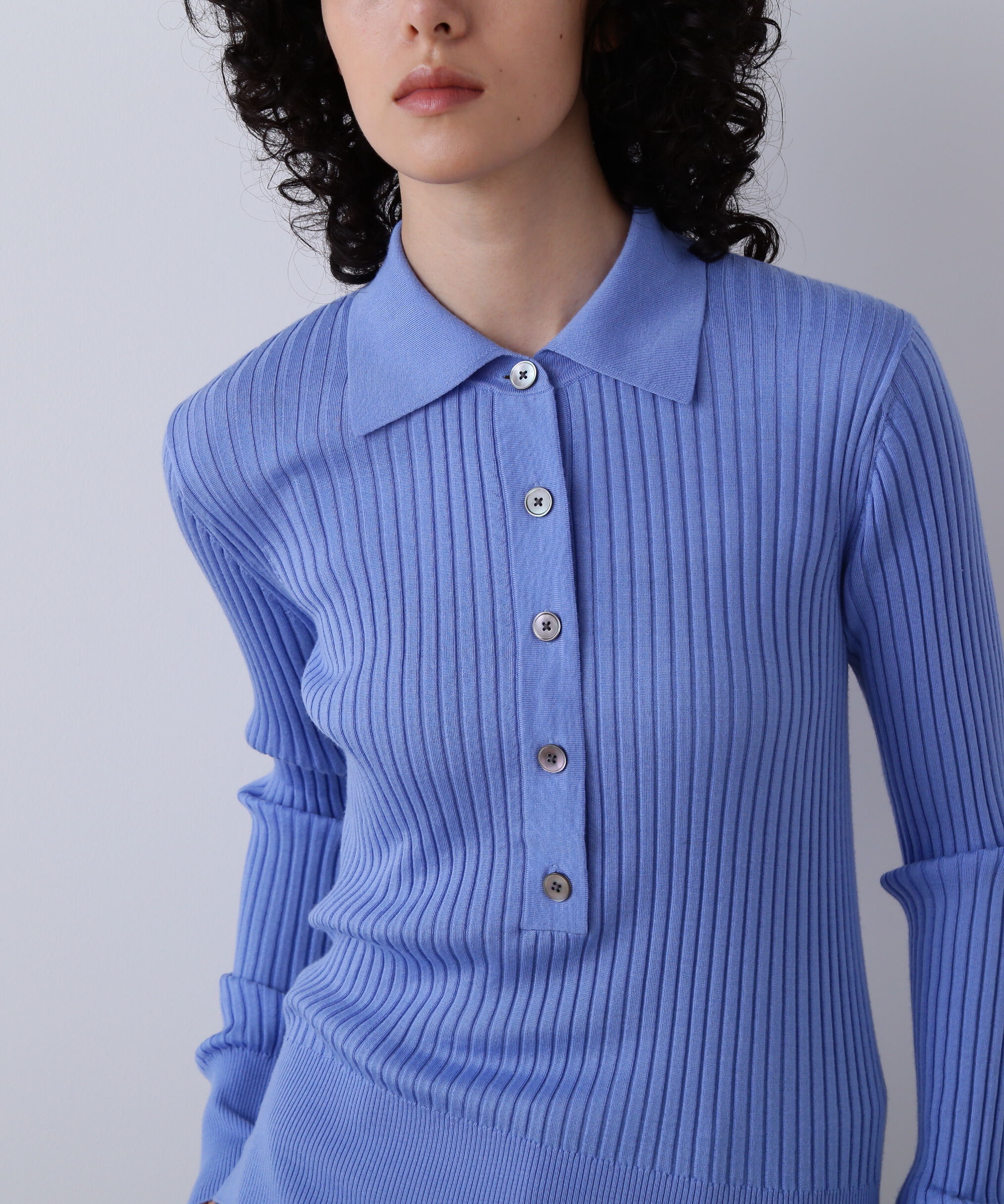 YLEVE 「YLEVE / WOOL SILK CASHMERE RIB KNIT POLO」|ニット・セーター|
