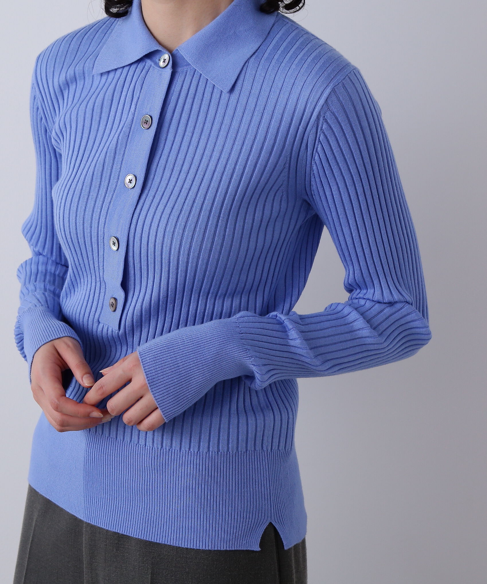 YLEVE 「YLEVE / WOOL SILK CASHMERE RIB KNIT POLO」|ニット・セーター|