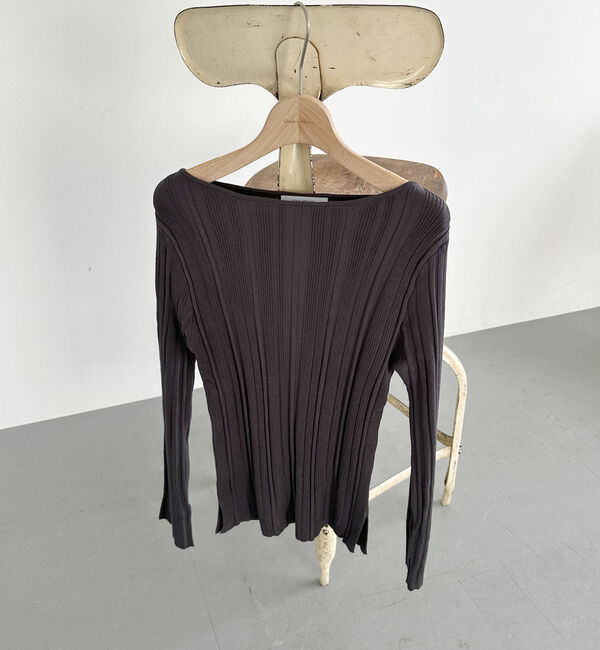 Doux archives「ボートネックランダムリブニット」|ニット・セーター|CHARCOAL GRAY