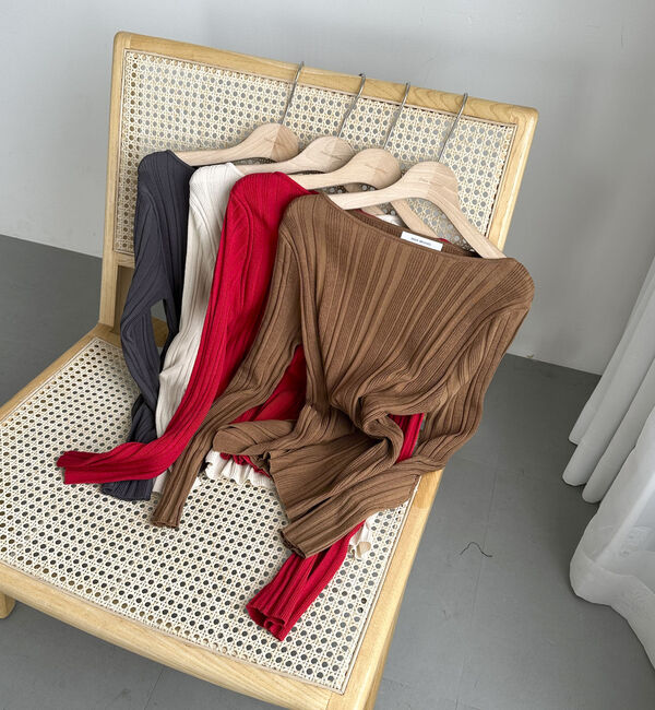 Doux archives「ボートネックランダムリブニット」|ニット・セーター|CAMEL