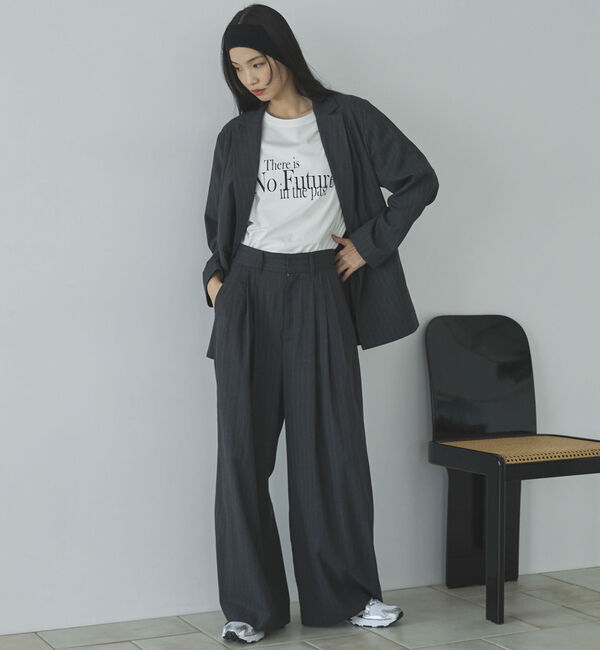 Doux archives「ストライプ３タックワイドパンツ」|チノ|