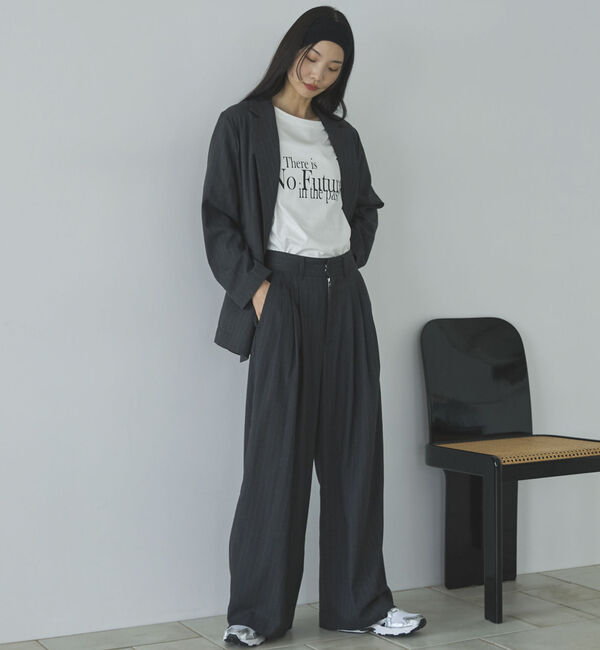 Doux archives「ストライプ３タックワイドパンツ」|チノ|