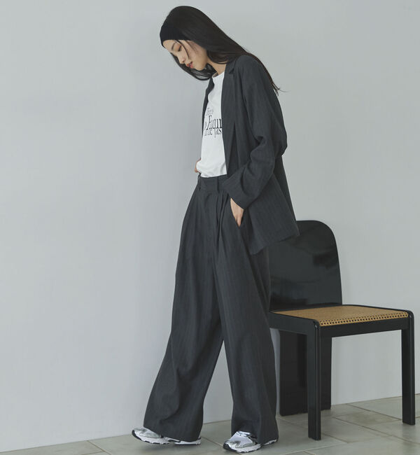 Doux archives「ストライプ３タックワイドパンツ」|チノ|