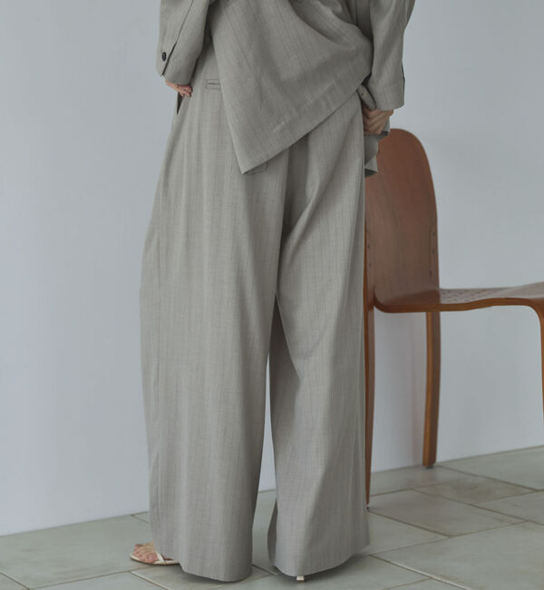 Doux archives「ストライプ３タックワイドパンツ」|チノ|