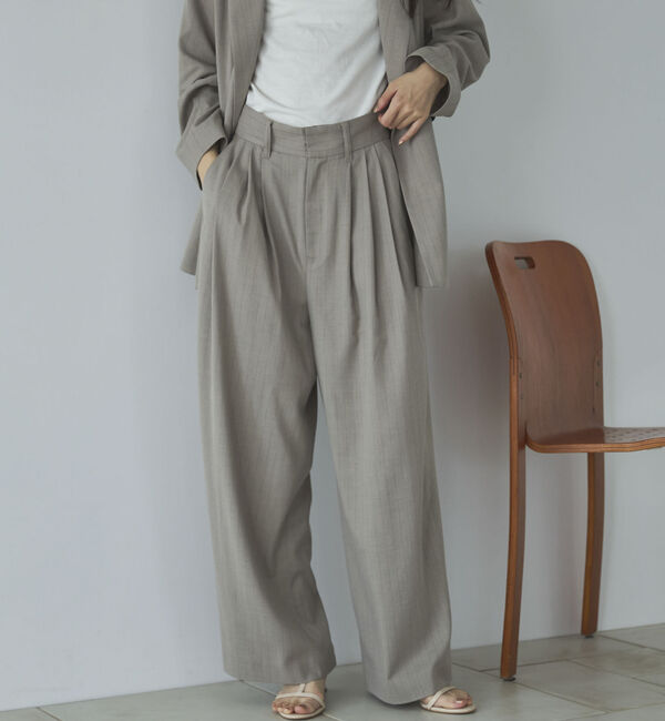 Doux archives「ストライプ３タックワイドパンツ」|チノ|