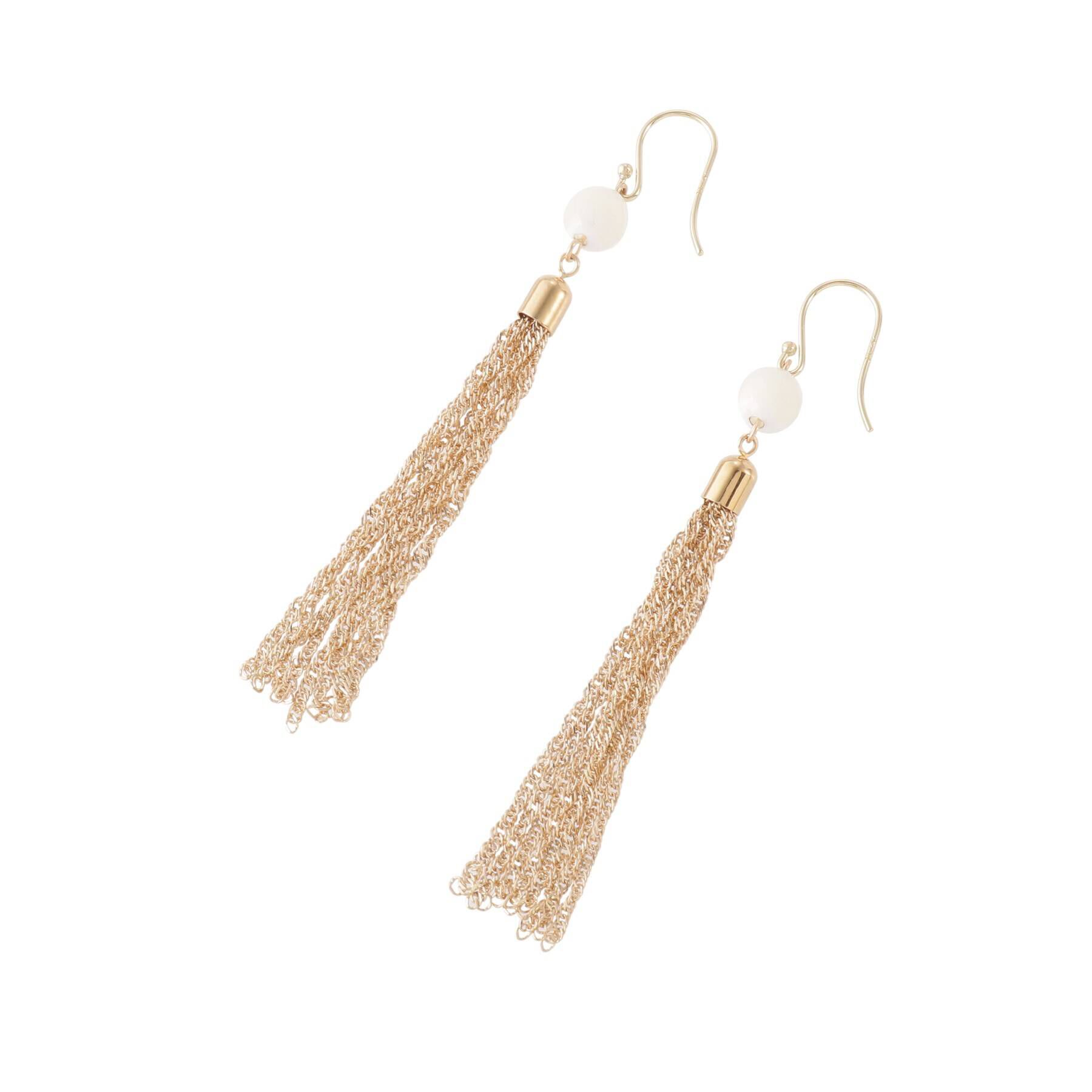 COCOSHNIK「K10マザーオブパール タッセル　フックピアス」|ピアス|