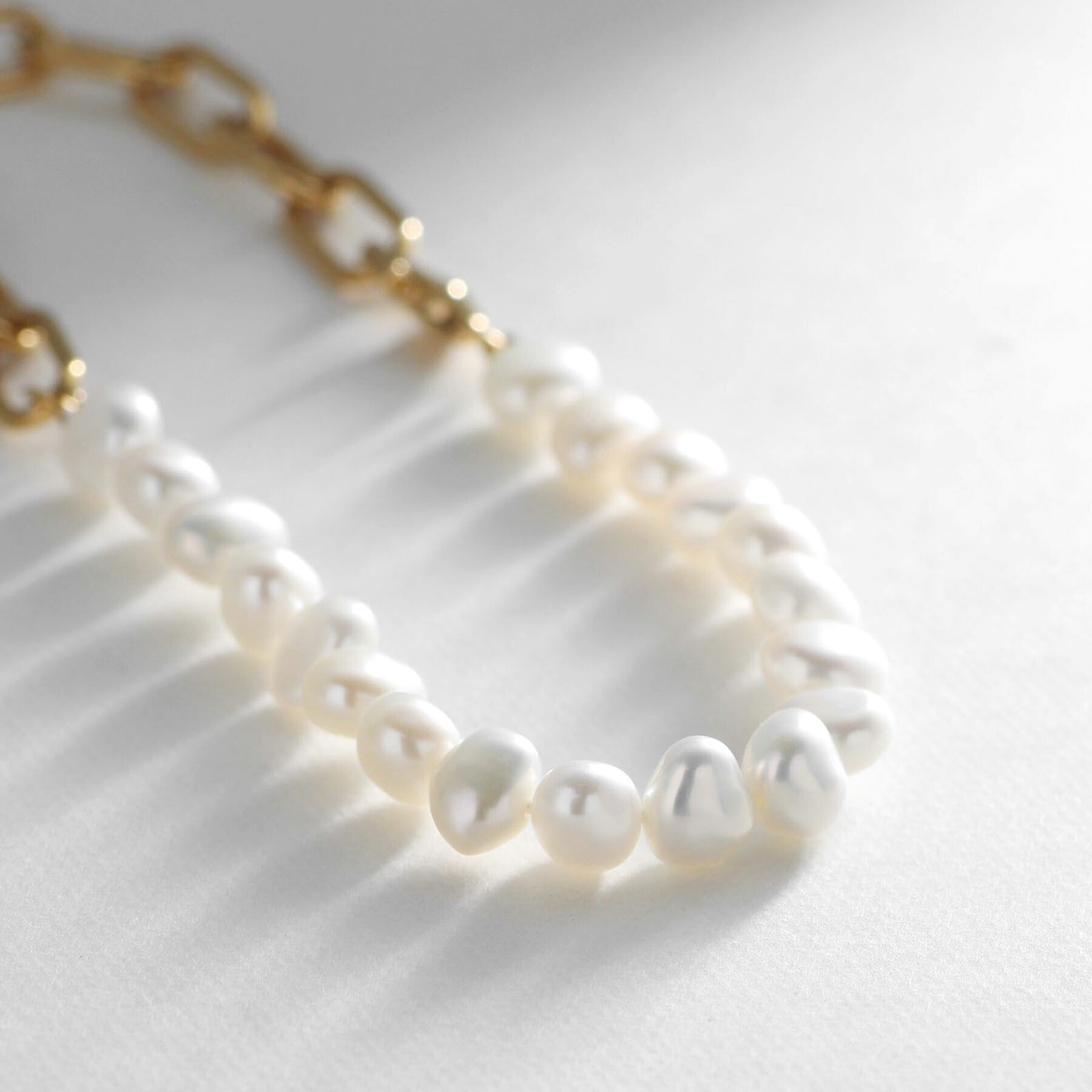 COCOSHNIK ONKITSCH「シルバー バロックパール チェーンミックス ブレスレットＳ GP」|ブレスレット・バングル|