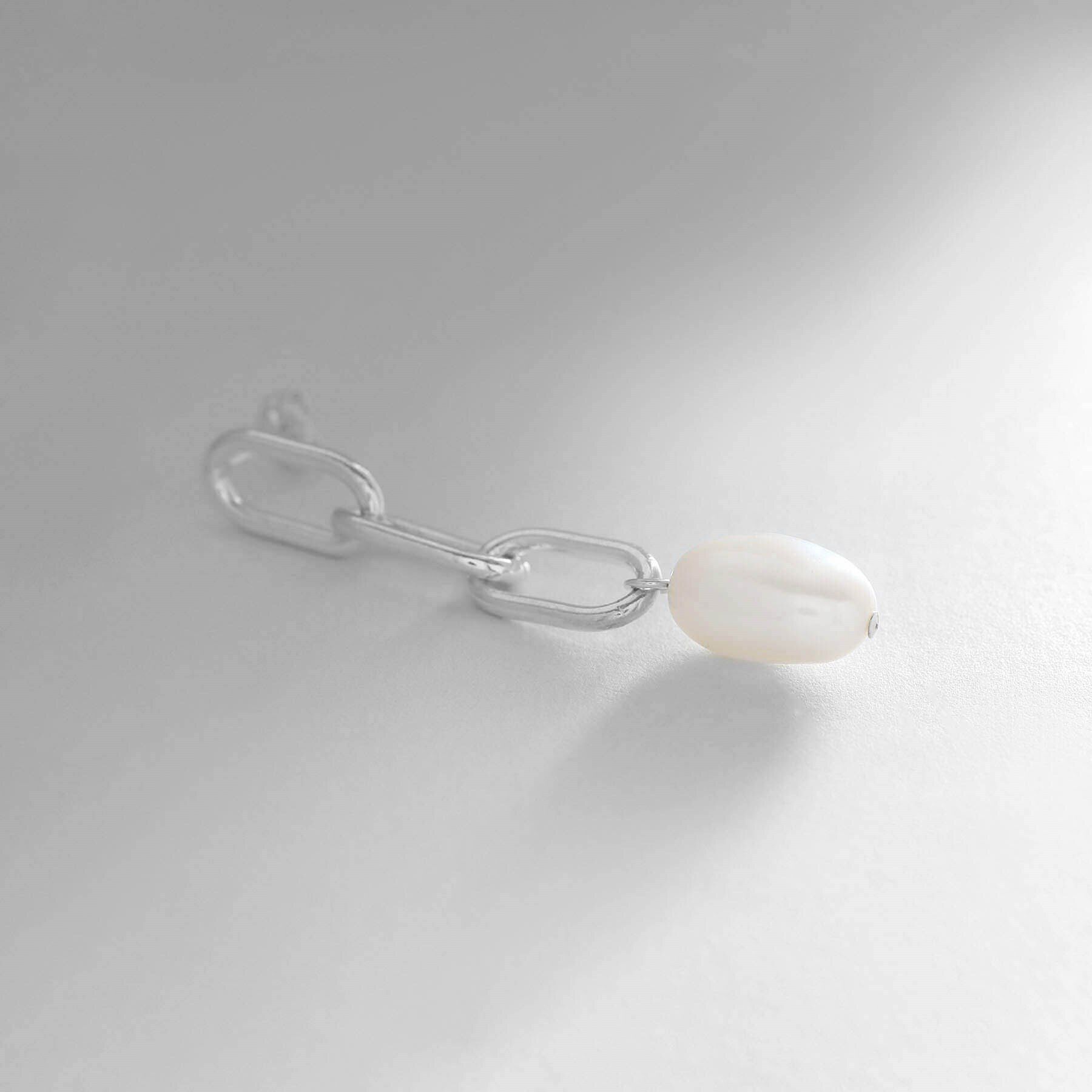 COCOSHNIK ONKITSCH「シルバー バロックパール チェーンリンク ロングピアス」|ピアス|