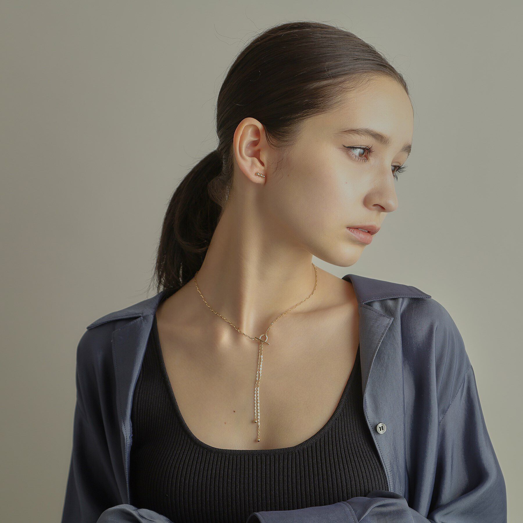 COCOSHNIK「K10アズキミックスチェーンマンテル ネックレス」|ネックレス|