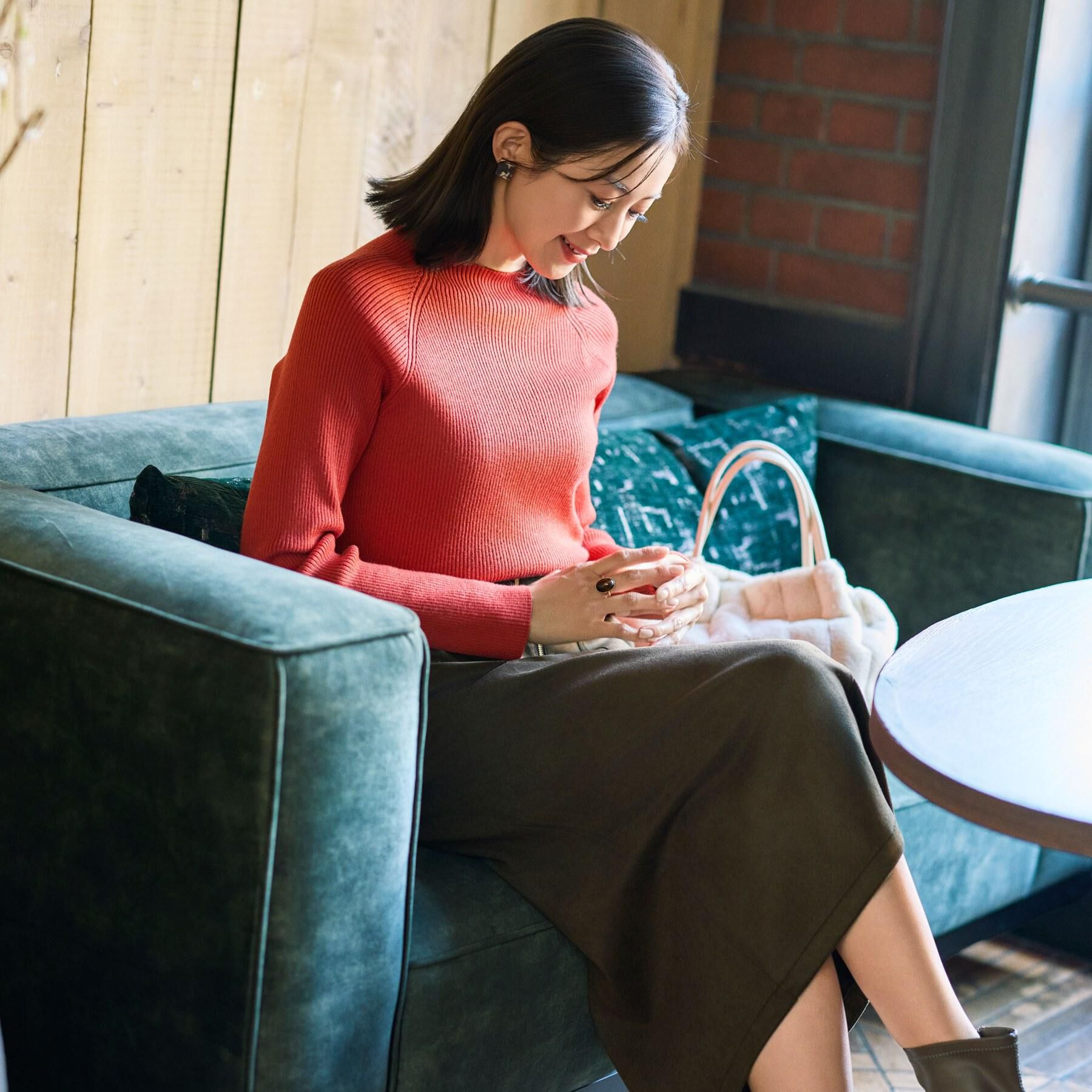 SHOO･LA･RUE「【絶妙なゆるピタ/洗濯機可】ちくちくしにくい リブハイネックやわらかニット」|ニット・セーター|