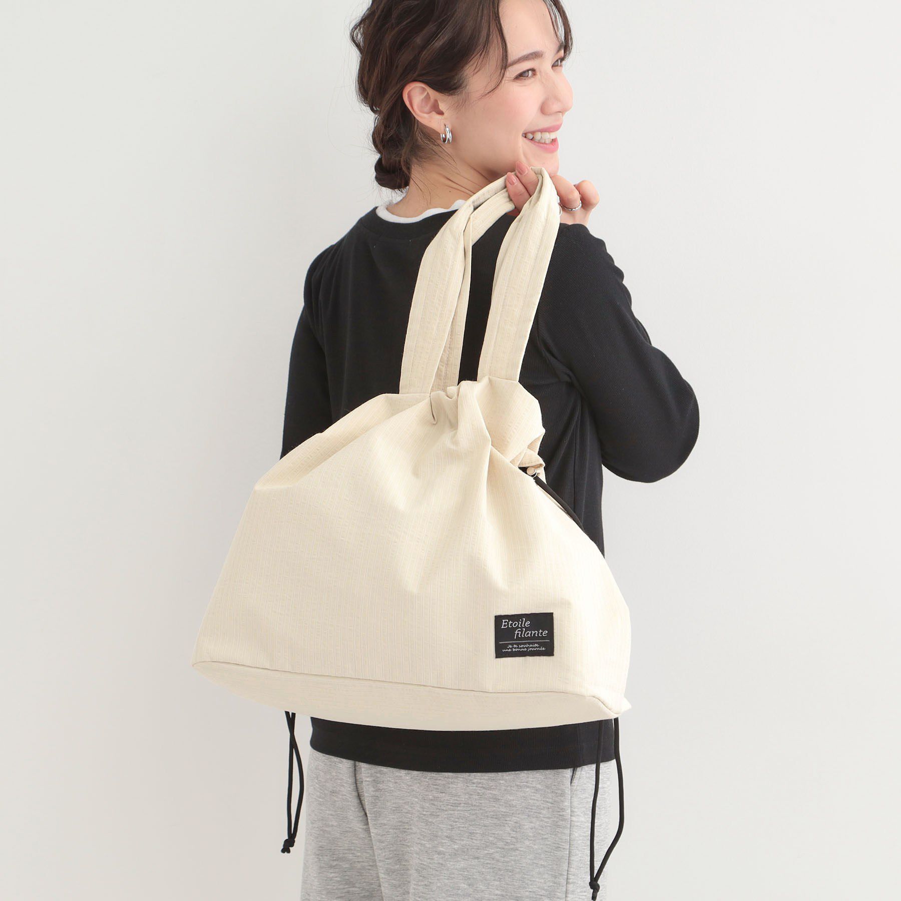 SHOO･LA･RUE「ぽこぽこ生地ビッグトートバッグ」|トートバッグ|ベージュ(352)