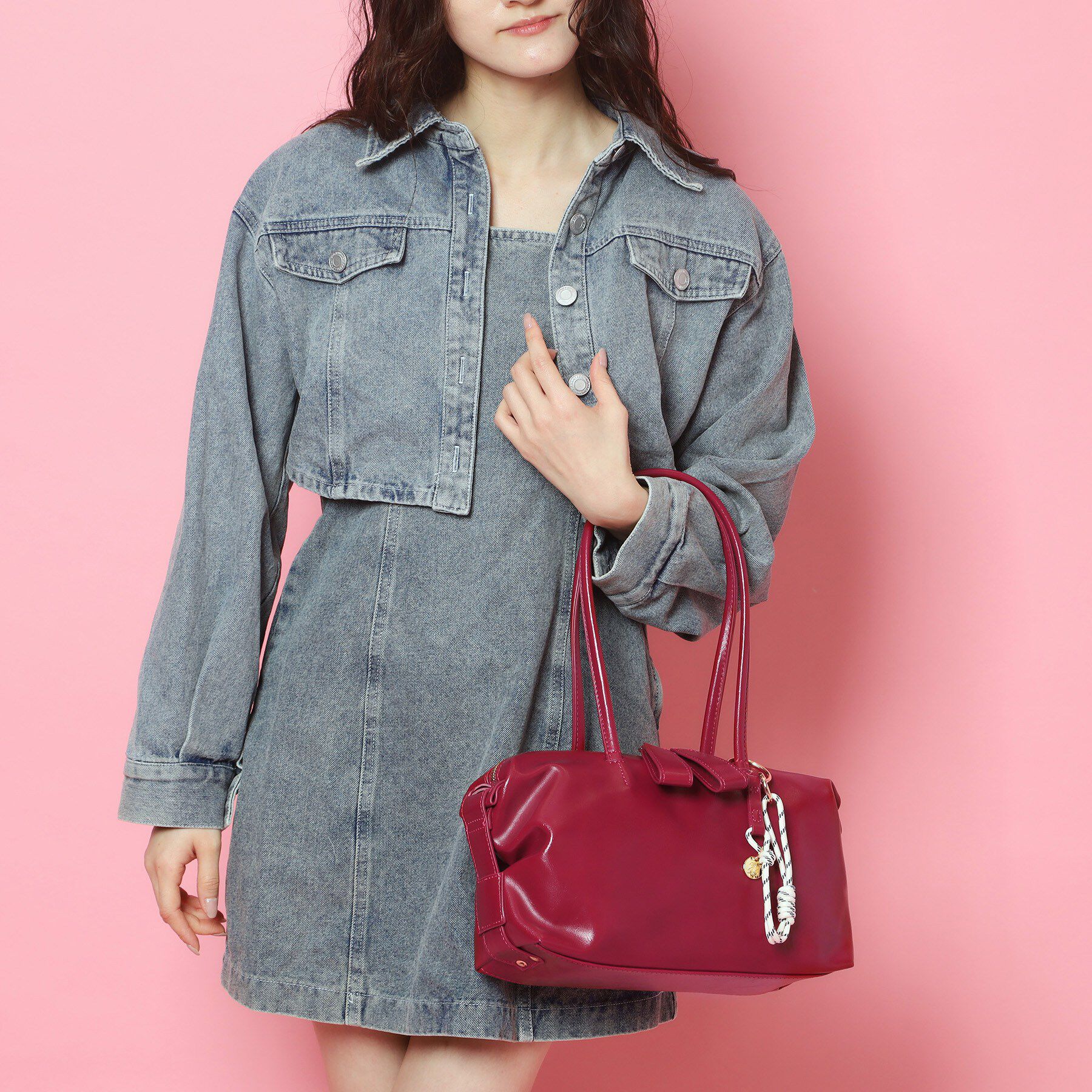 Ober Tashe「チャーム付きボストンバッグ」|ボストンバッグ|レッド(062)